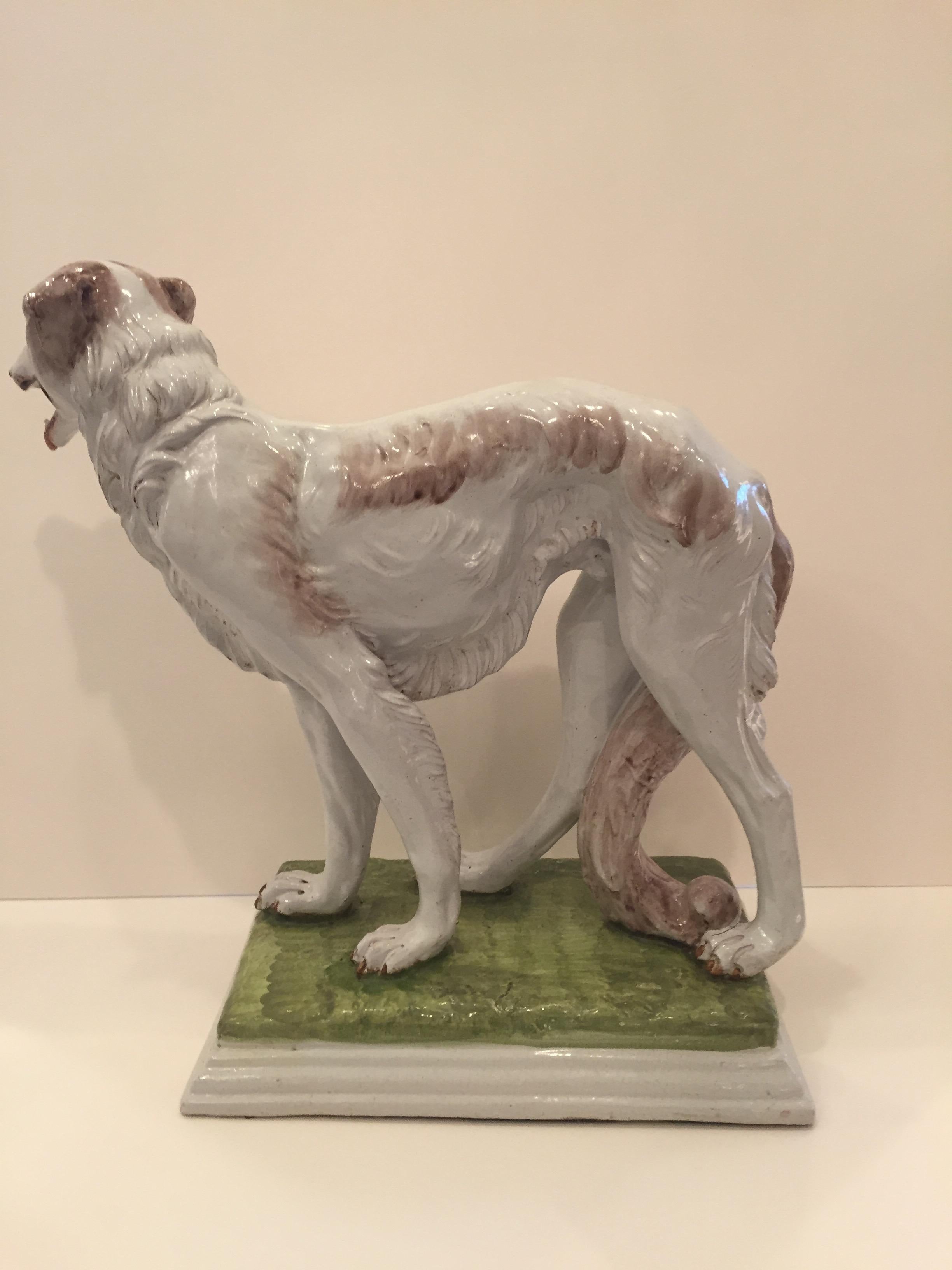 Handsome Italian Life-Size Terracotta Glazed Russian Wolfhound 2