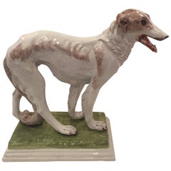 Handsome Italian Life-Size Terracotta Glazed Russian Wolfhound