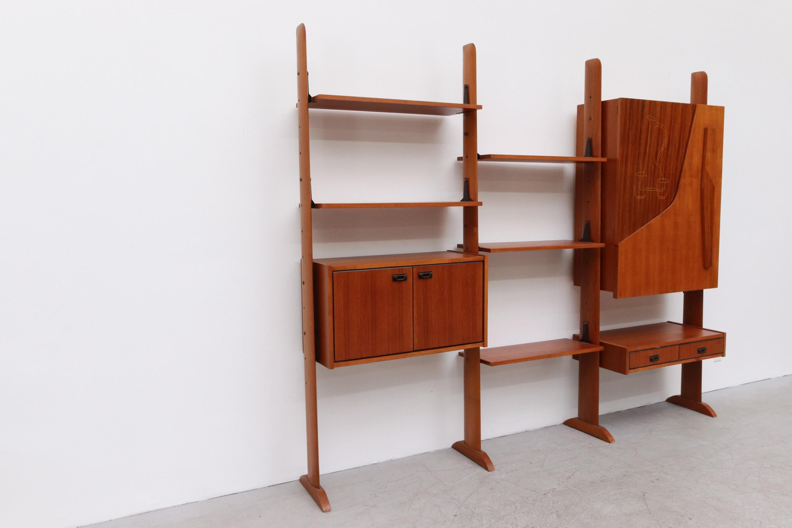 20th Century Handsome Italian Standing Wall Unit with Drop Down Table