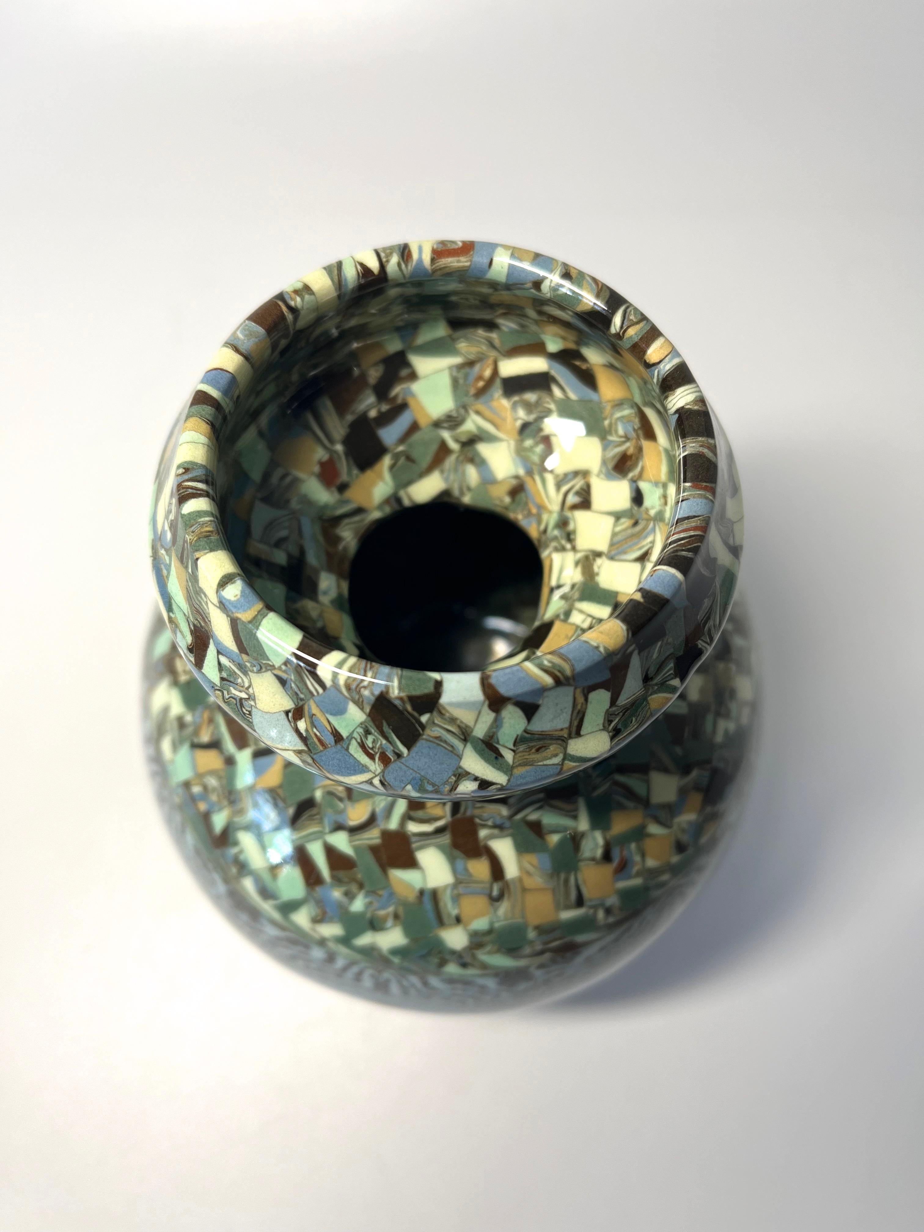 20th Century Handsome Jean Gerbino, Vallauris, France, Ceramic Glazed Mosaic Shaped Vase 1960 For Sale
