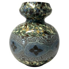 Vintage Handsome Jean Gerbino, Vallauris, France, Ceramic Glazed Mosaic Shaped Vase 1960