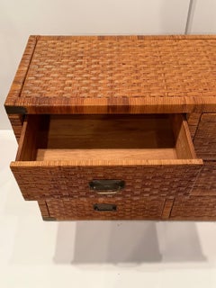 Handsome Large 6 Drawer Woven Rattan Chest of Drawers with Metal Mounts
