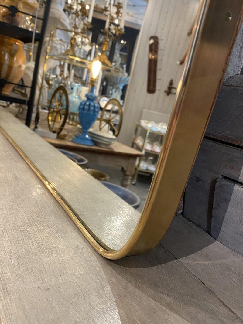 Handsome Large and Stylish Framed Mid Century Brass Mirror, Italy In Good Condition In Copenhagen K, DK