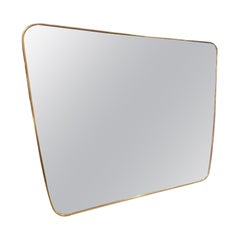 Handsome Large and Stylish Framed Mid Century Brass Mirror, Italy Handsome Large and Stylish Framed Mid Century Brass Mirror, Italy