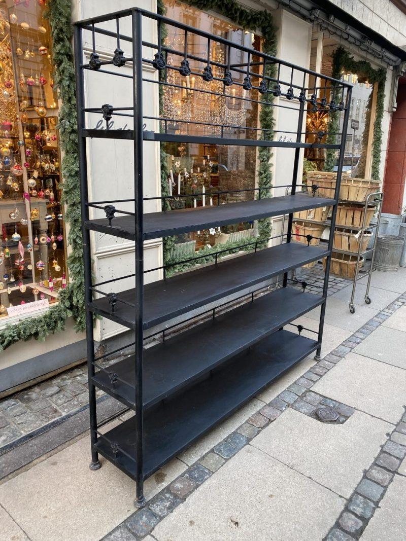 Welded Handsome Large Black Iron Shelving Unit-Early 20th Century For Sale