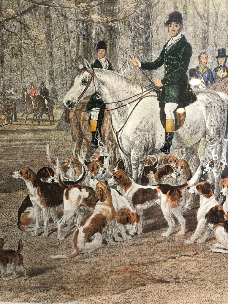 Handsome Large English Hunt Scene Engraving at 1stDibs