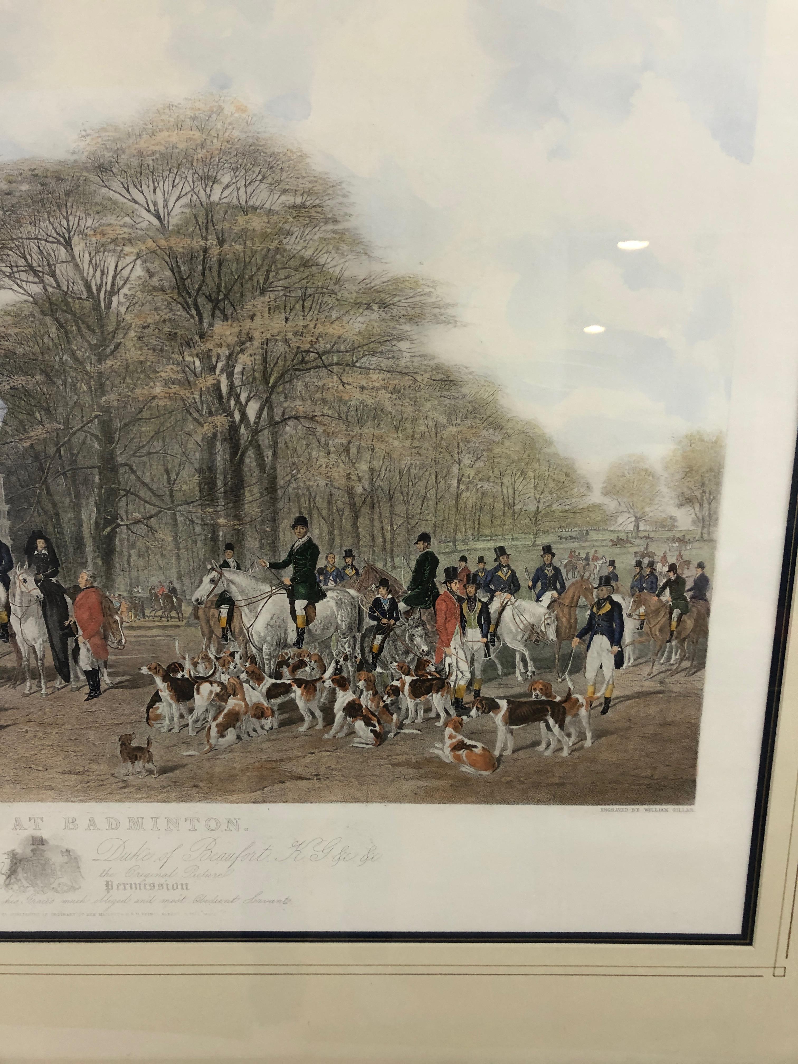 Handsome Large English Hunt Scene Engraving In Excellent Condition In Hopewell, NJ