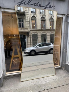 Handsome Large Mid-Century Brass Mirror, Italy