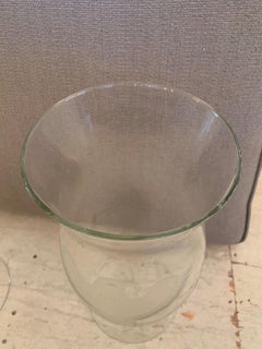 Handsome Large Pair of Glass Hurricanes with Eagles and Star Decoration