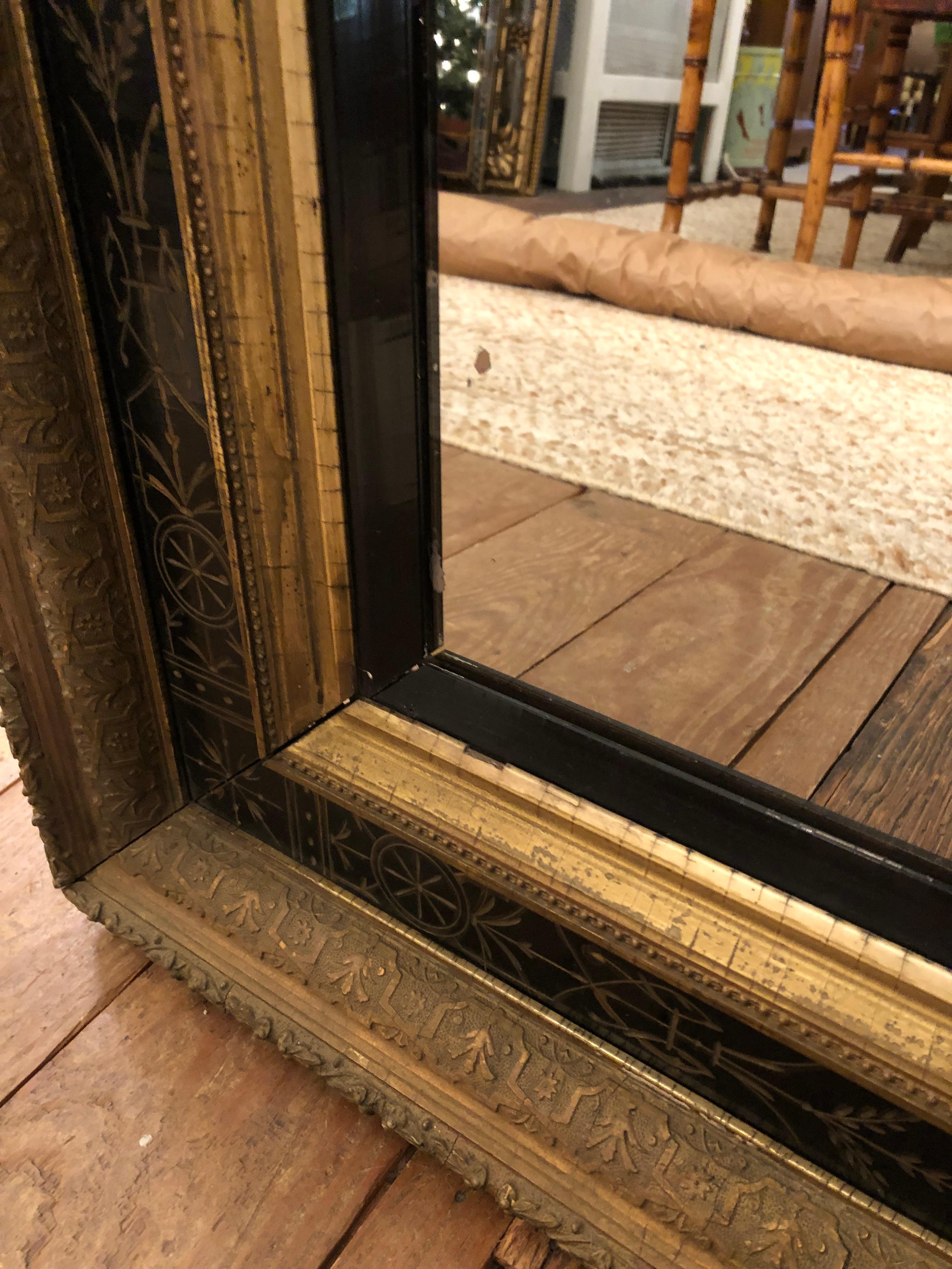 Handsome Large Rectangular Victorian Antique Mirror In Good Condition In Hopewell, NJ