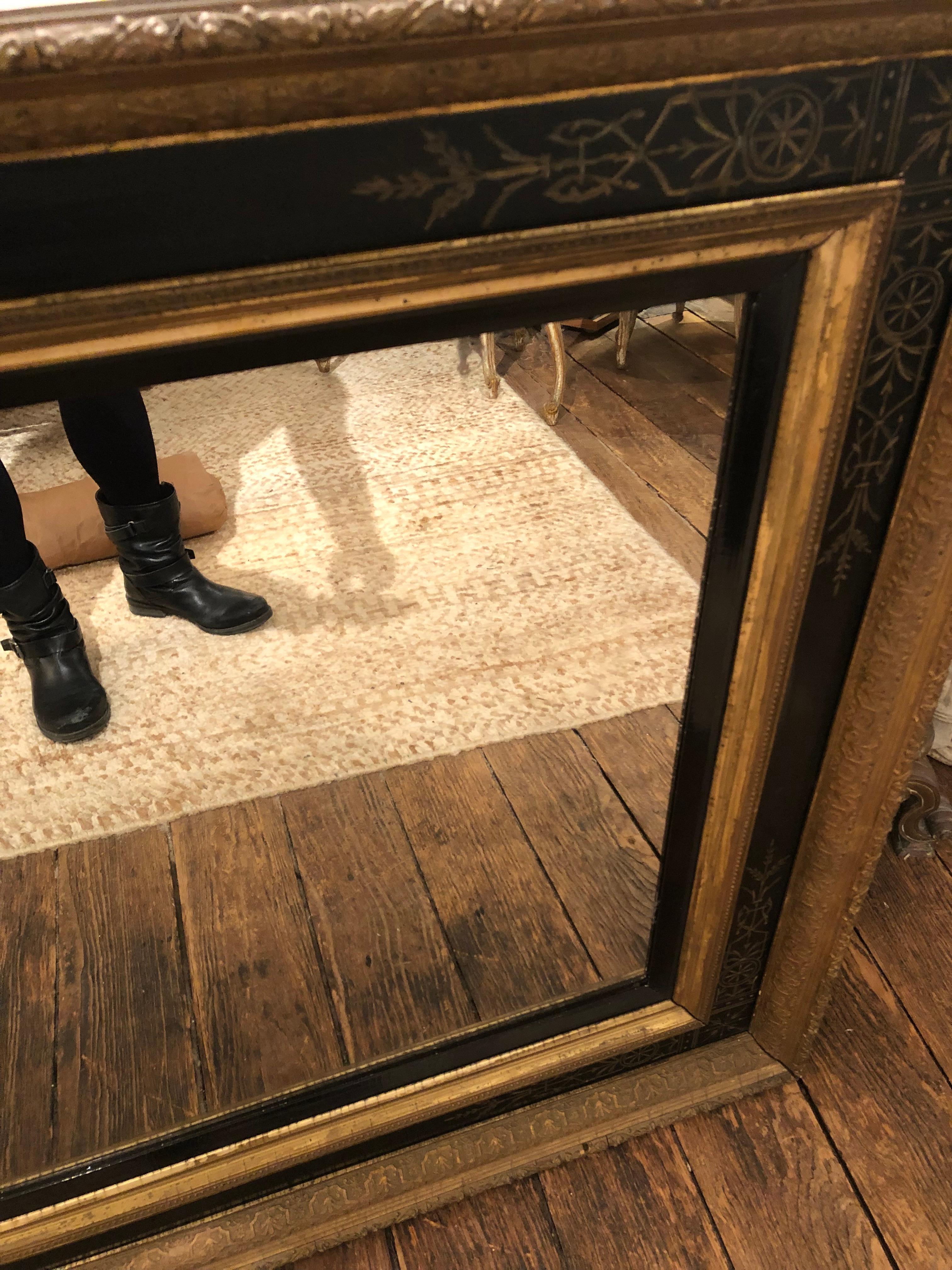 Handsome Large Rectangular Victorian Antique Mirror 1