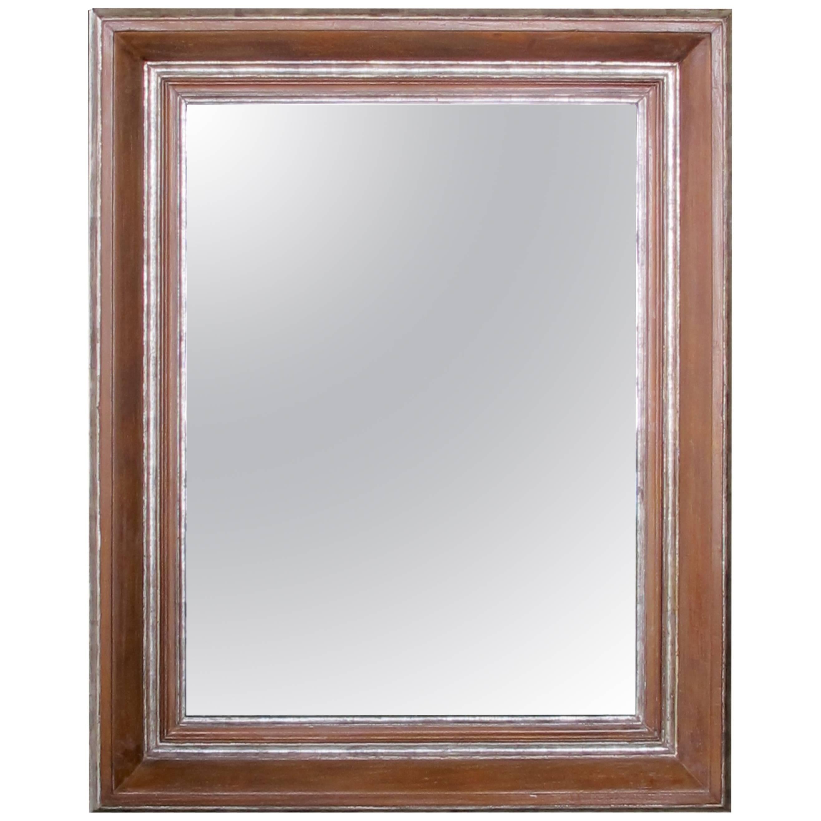 Magnifique et grand miroir à coussin anglais à grande échelle en bois de hêtre repoussé et vermeil en vente