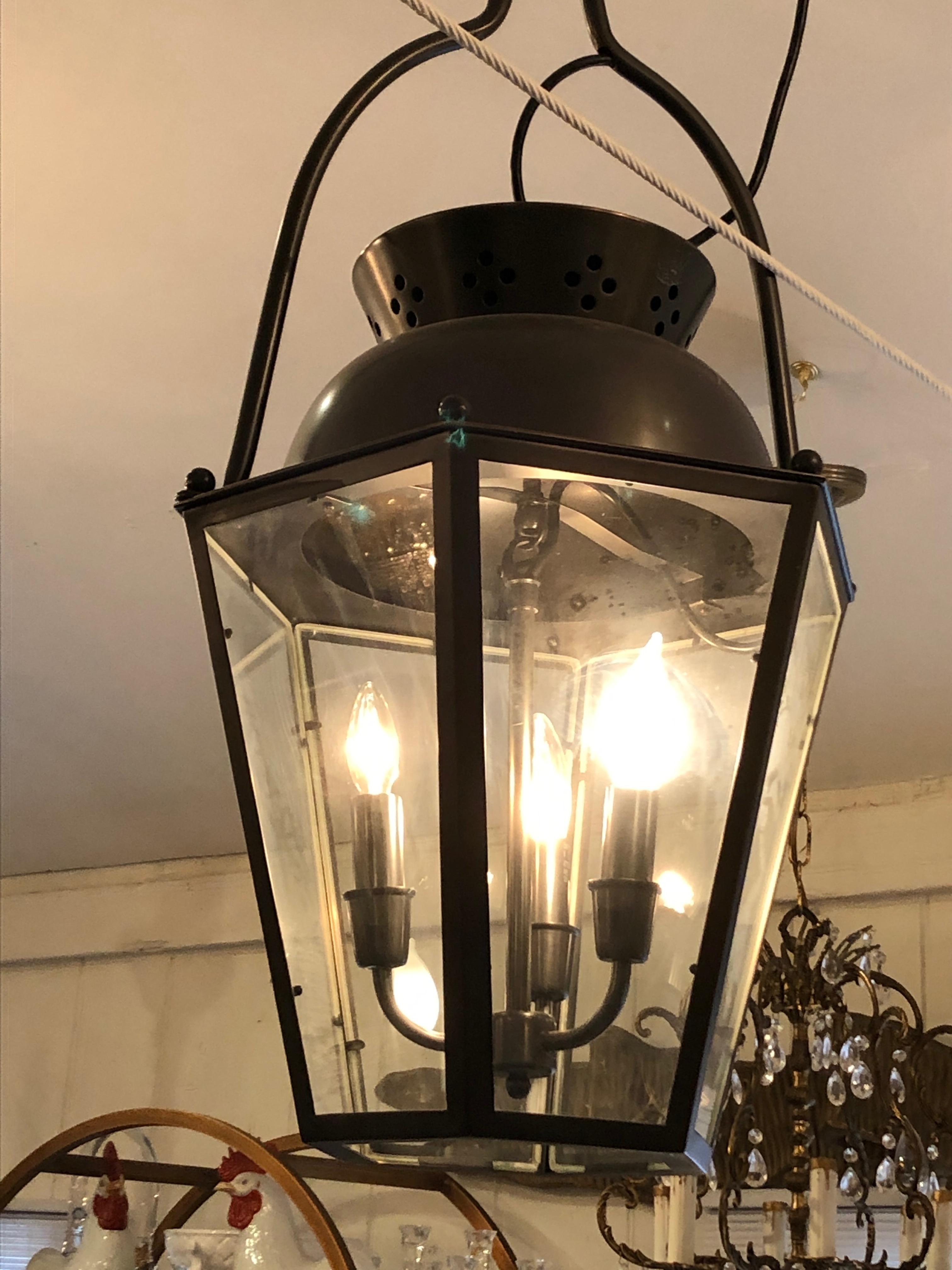 Late 20th Century Handsome Large Traditional Bronze Finish Lantern