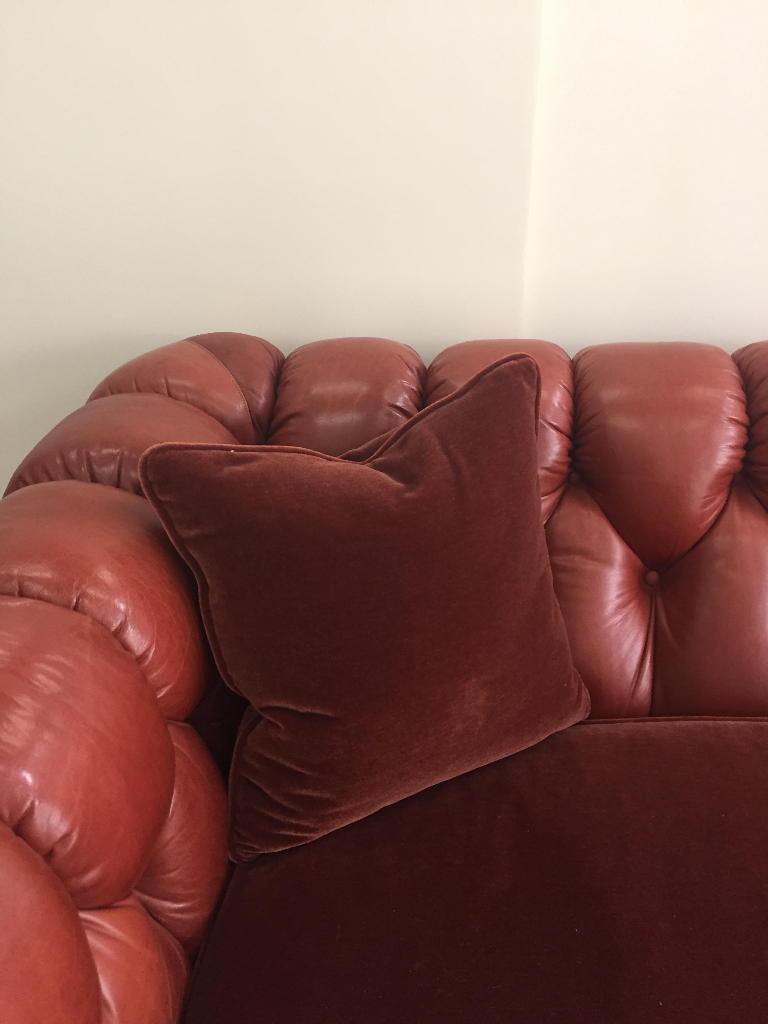 Handsome Leather and Mohair Chesterfield Sofa 3