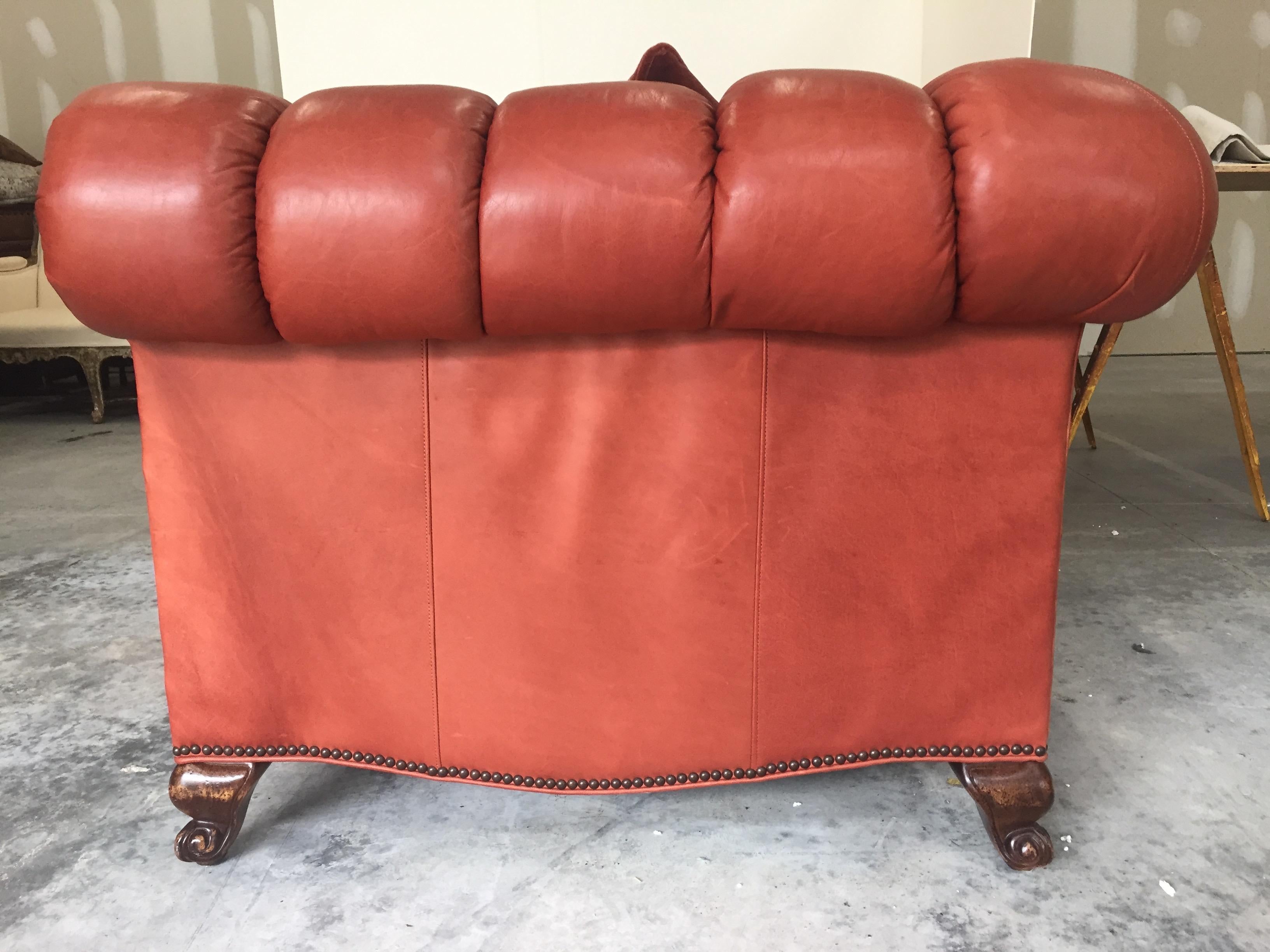 Late 20th Century Handsome Leather and Mohair Chesterfield Sofa