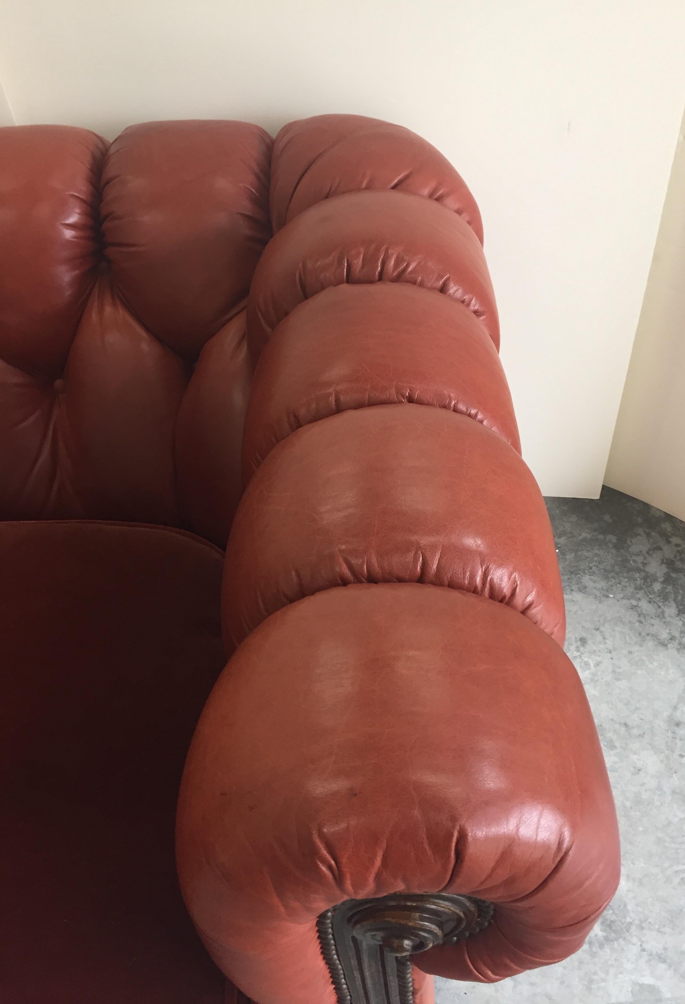 Handsome Leather and Mohair Chesterfield Sofa 2