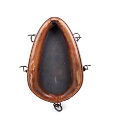 Handsome Leather Horse Colar Mounted With Iron Coat Hooks, Incasing Mirror