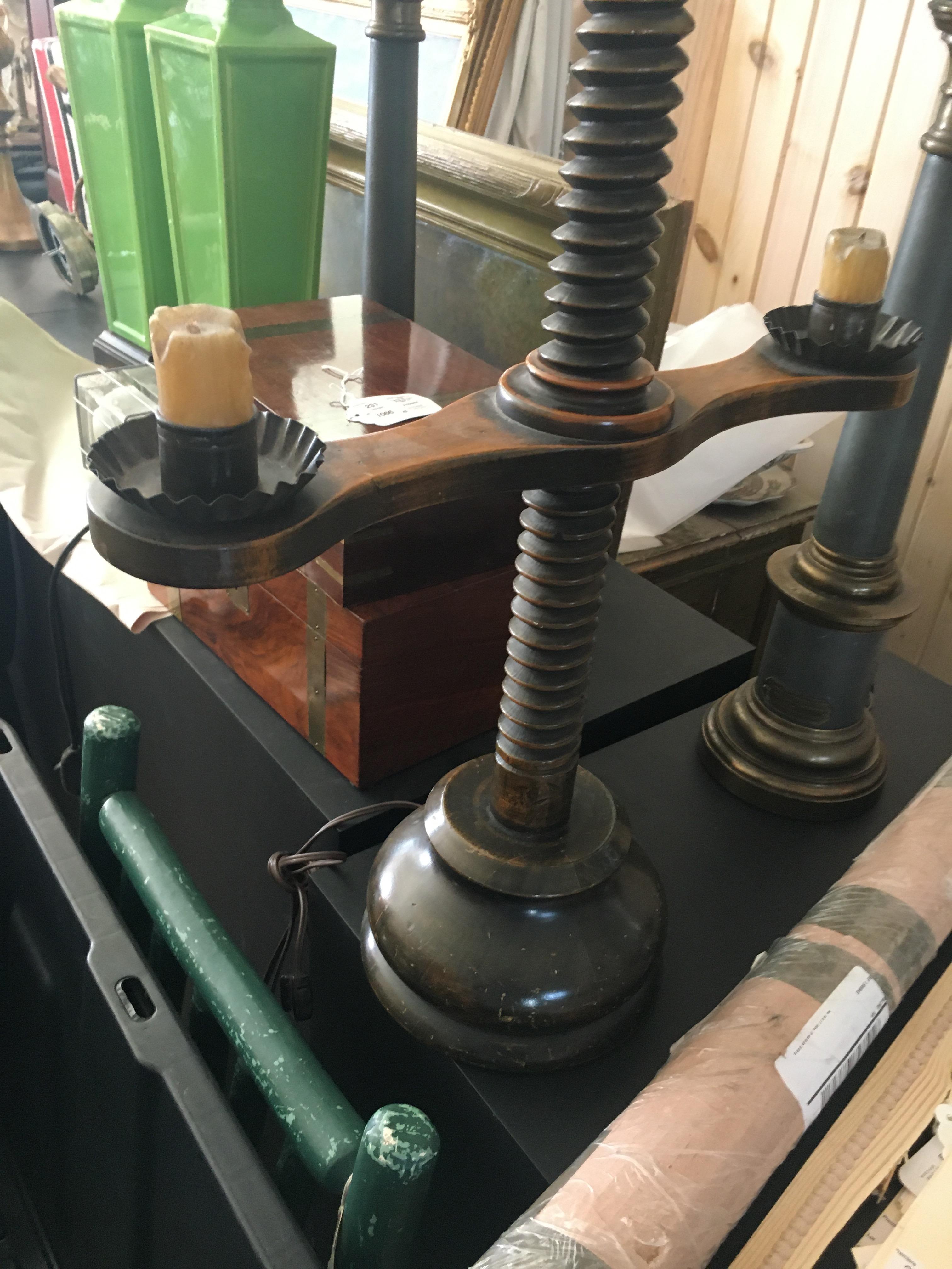 Handsome Library Book Press Lamp and Candlestick Lamp In Good Condition For Sale In Buchanan, MI