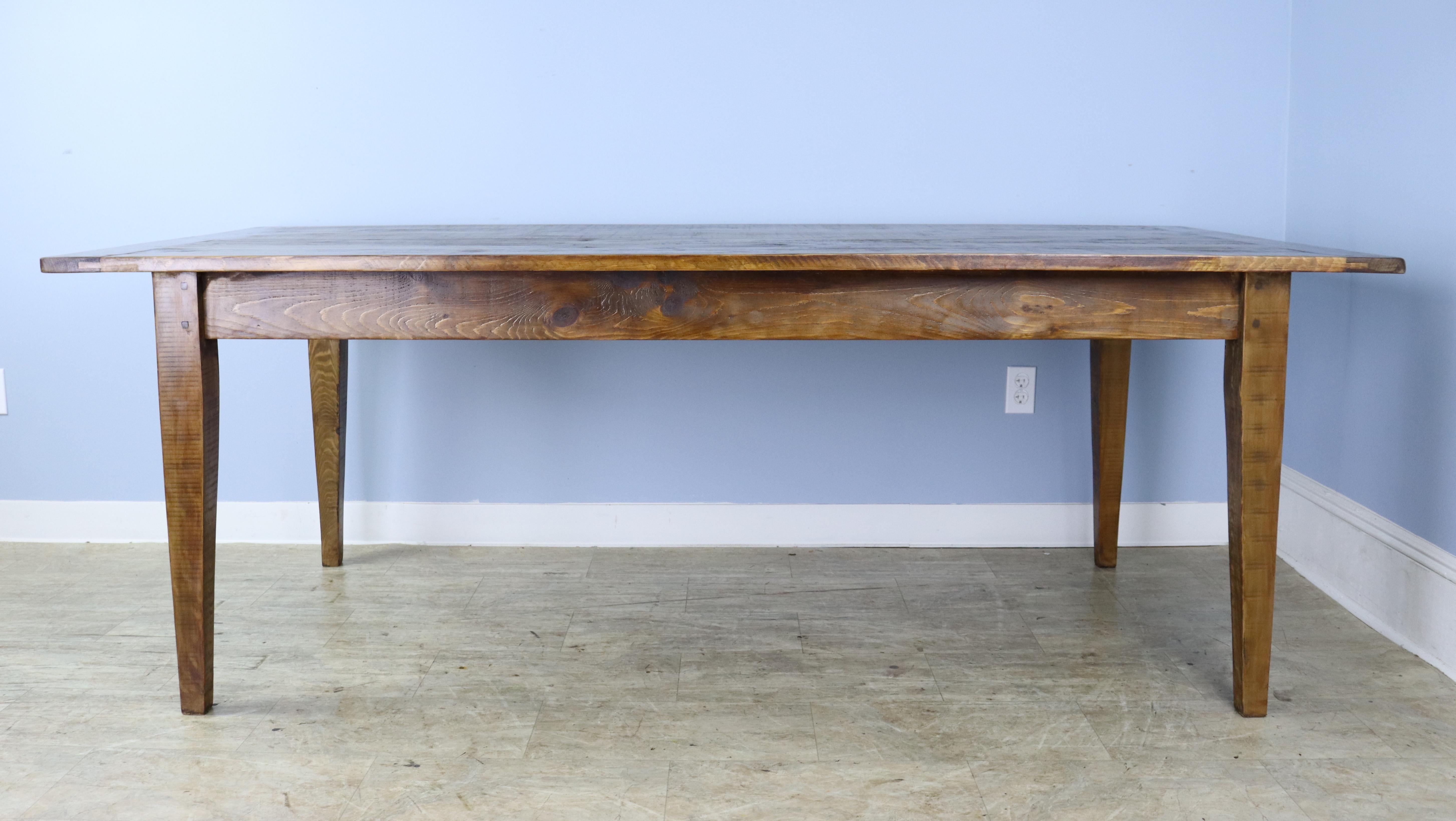 French Handsome Light Pine Farm Table For Sale