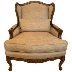 Handsome Louis XV Style Bergere with Neutral Taupe Rose Tarlow Upholstery