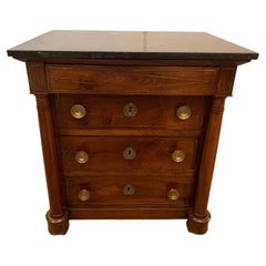 Handsome Mahogany and Black Marble Chest of Drawers with Brass Inlay