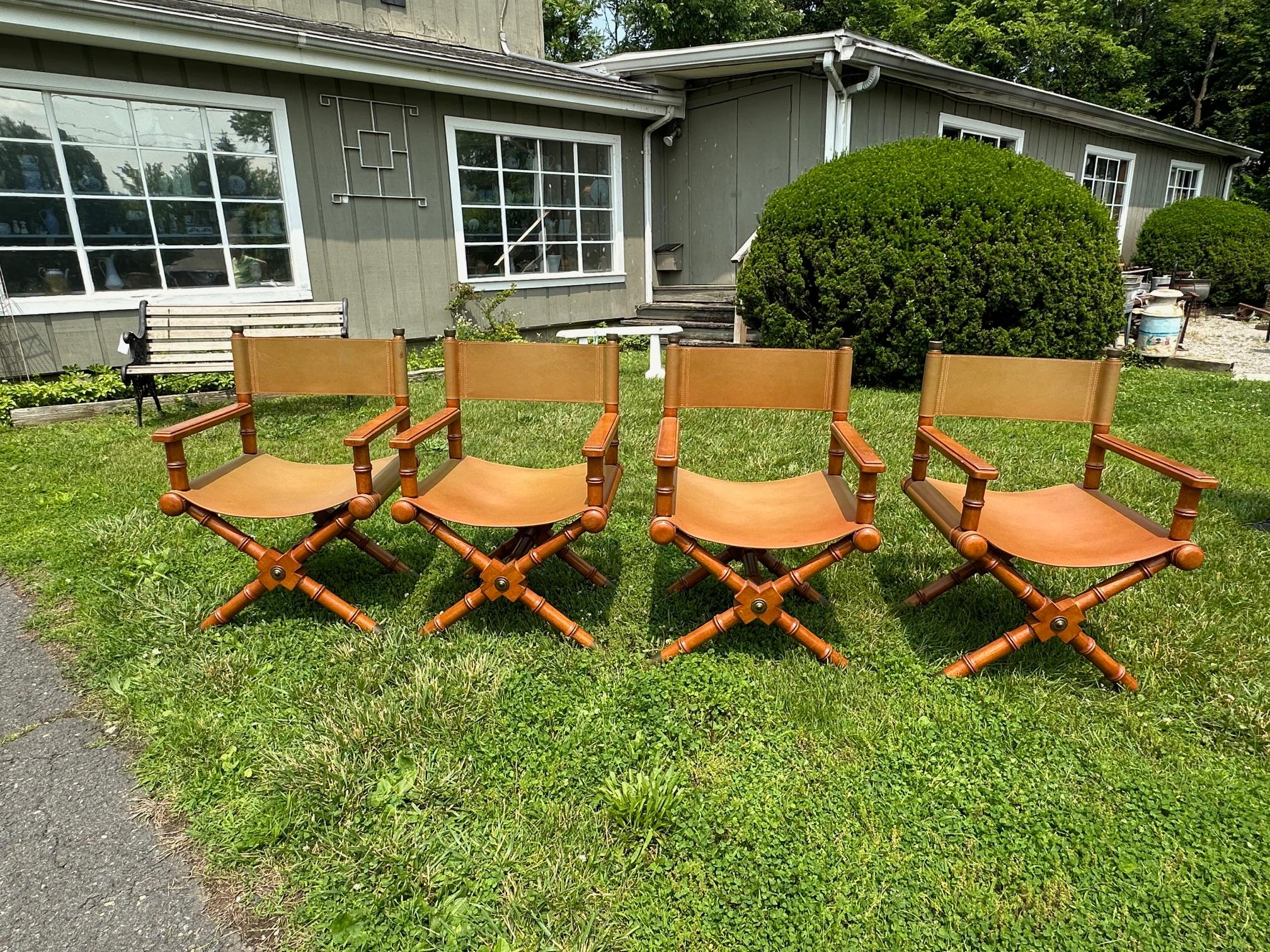 Handsome Mahogany and Brass Game Table with Leather Chairs For Sale 10