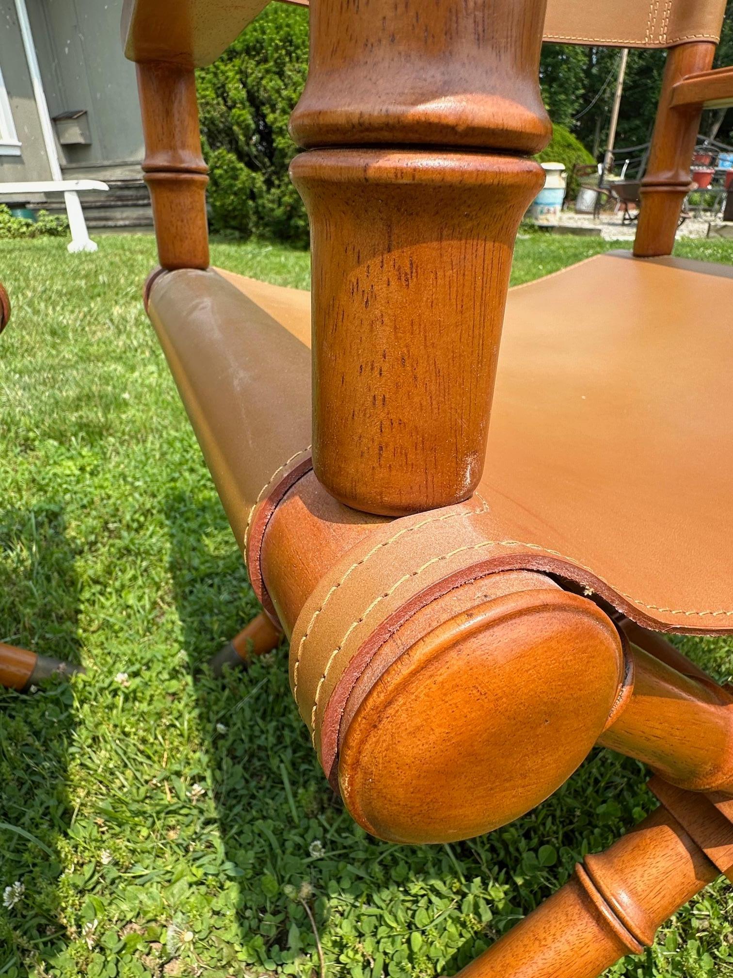 Handsome Mahogany and Brass Game Table with Leather Chairs For Sale 12