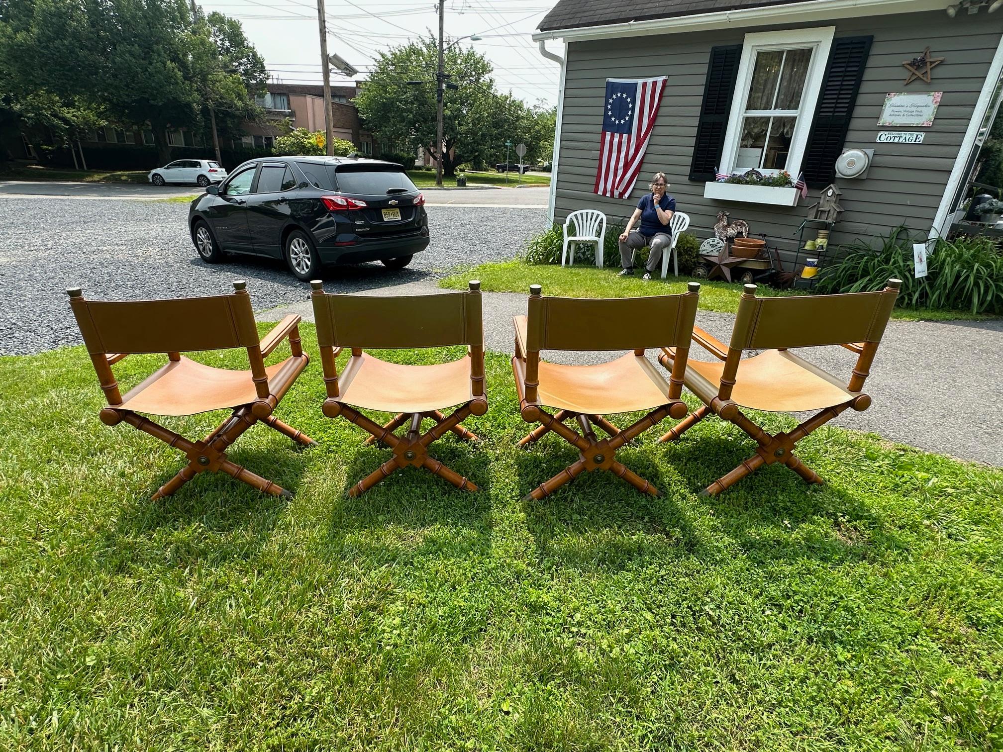 Handsome Mahogany and Brass Game Table with Leather Chairs For Sale 13