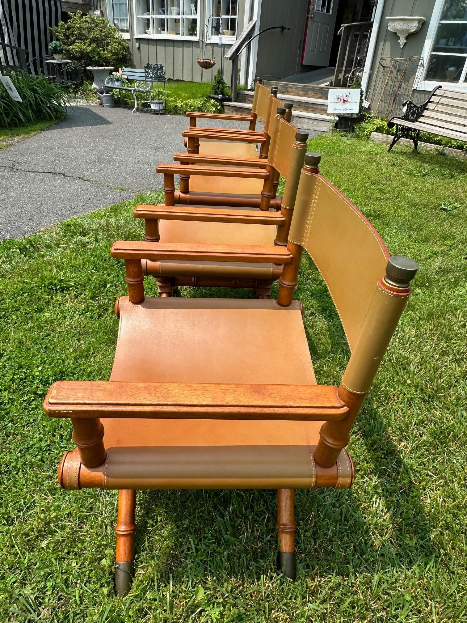 Handsome Mahogany and Brass Game Table with Leather Chairs For Sale 14