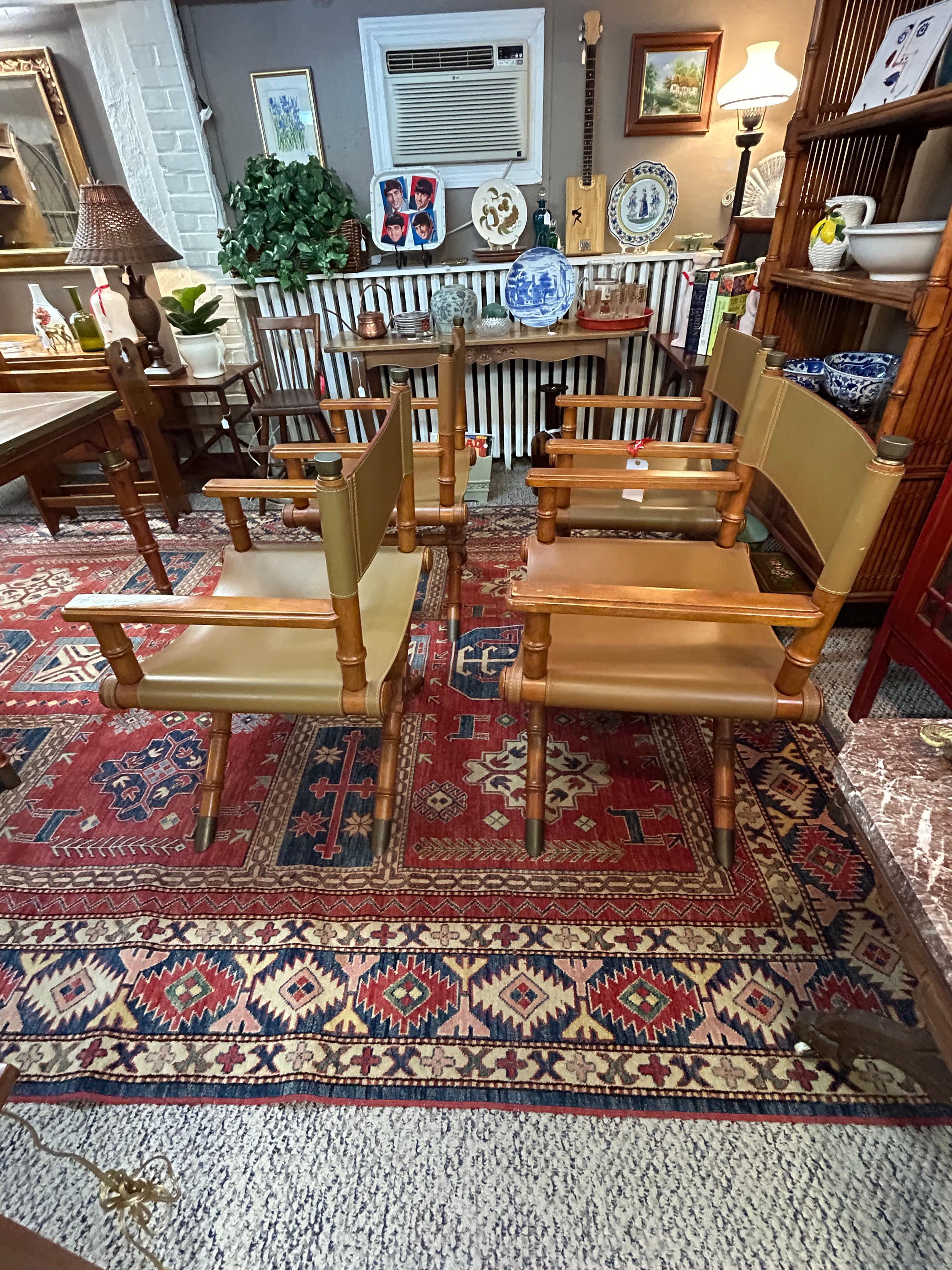 Splendide sedie da regista in mogano e pelle In condizioni buone in vendita a Hopewell, NJ
