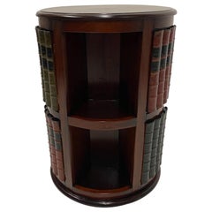 Handsome Mahogany and Leather Revolving Book Motife Cabinet