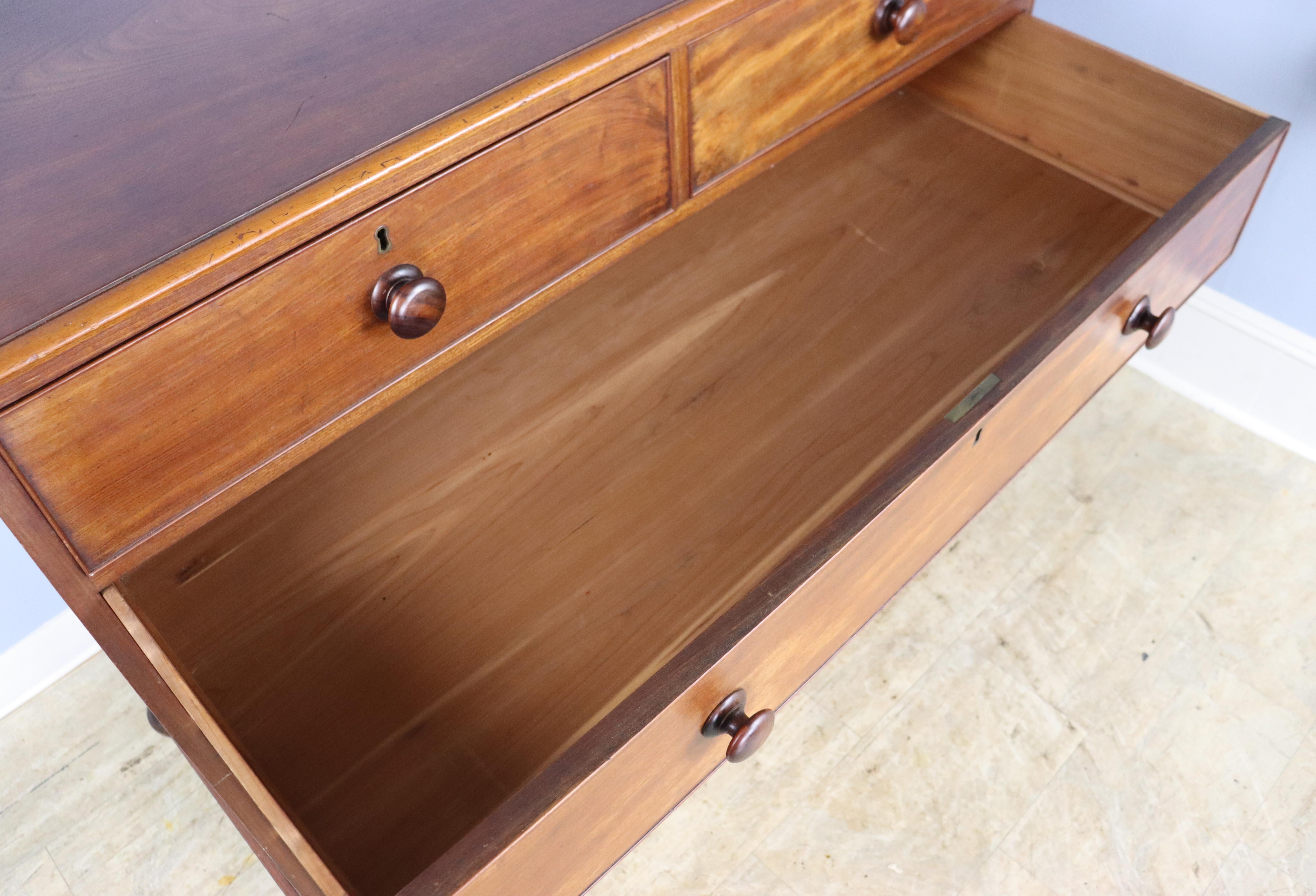 Handsome Mahogany Chest of Drawers with Bun Feet For Sale 8