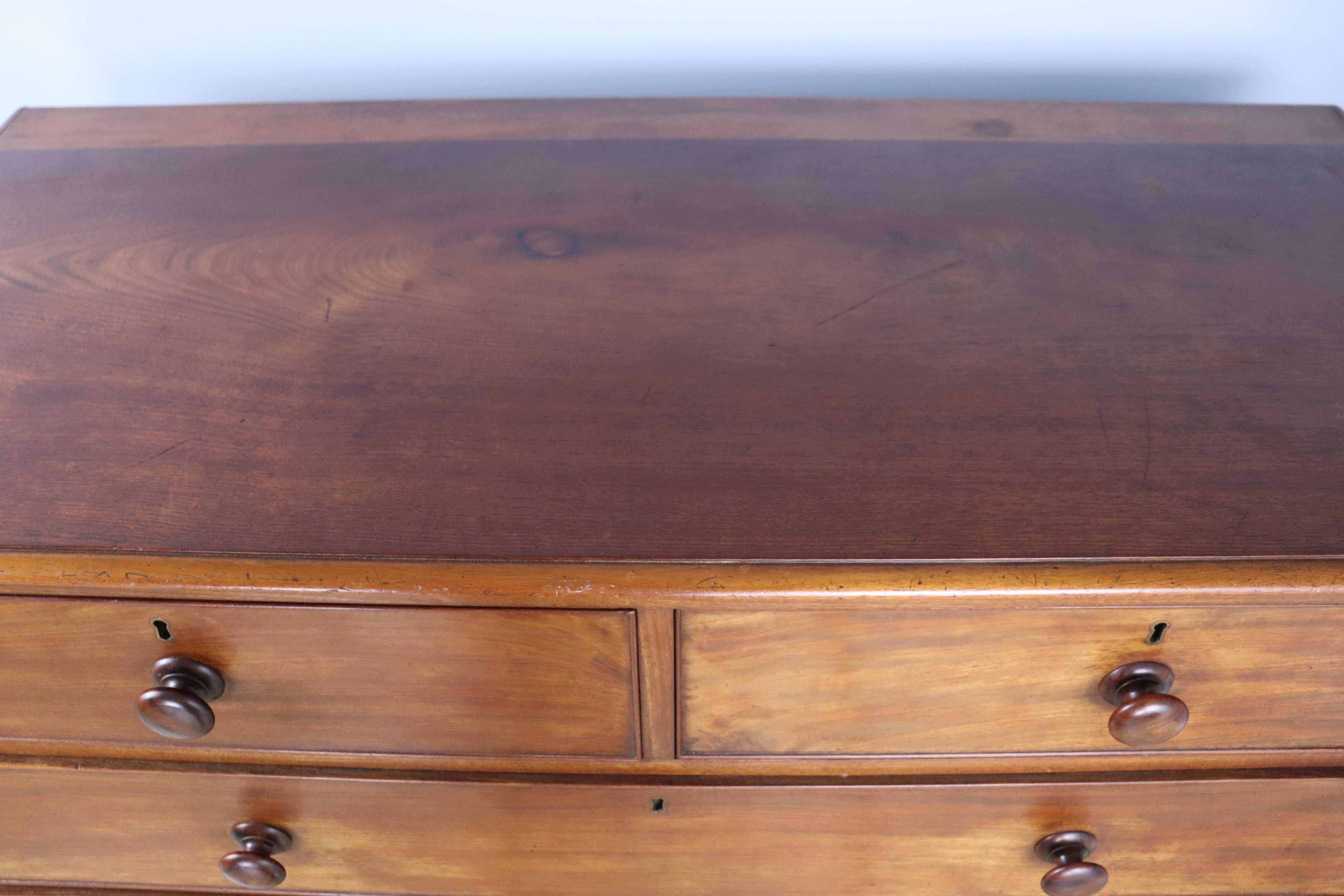 Handsome Mahogany Chest of Drawers with Bun Feet For Sale 4
