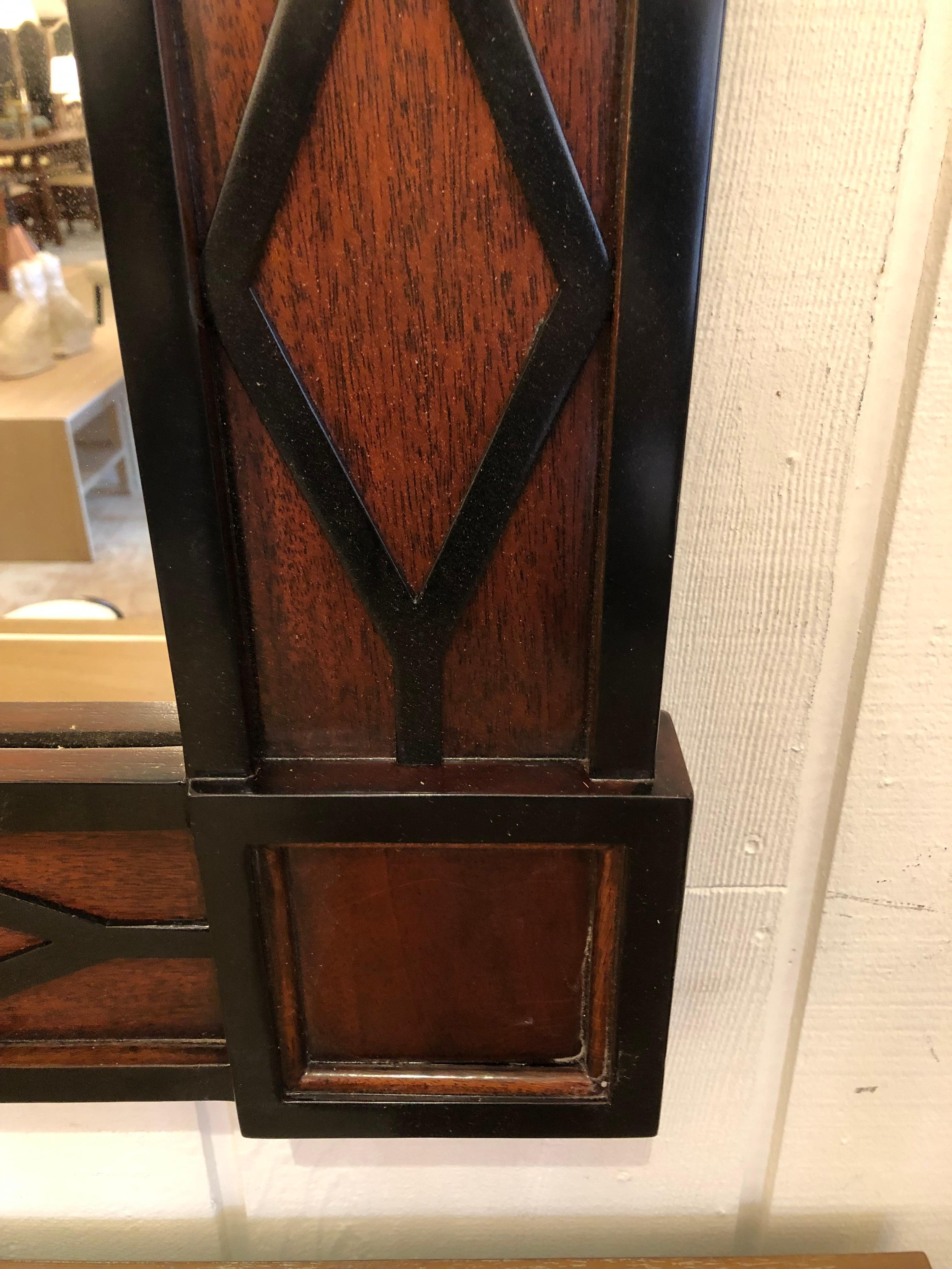 Contemporary Handsome Mahogany & Ebonized Theodore Alexander Ellie Mirror For Sale