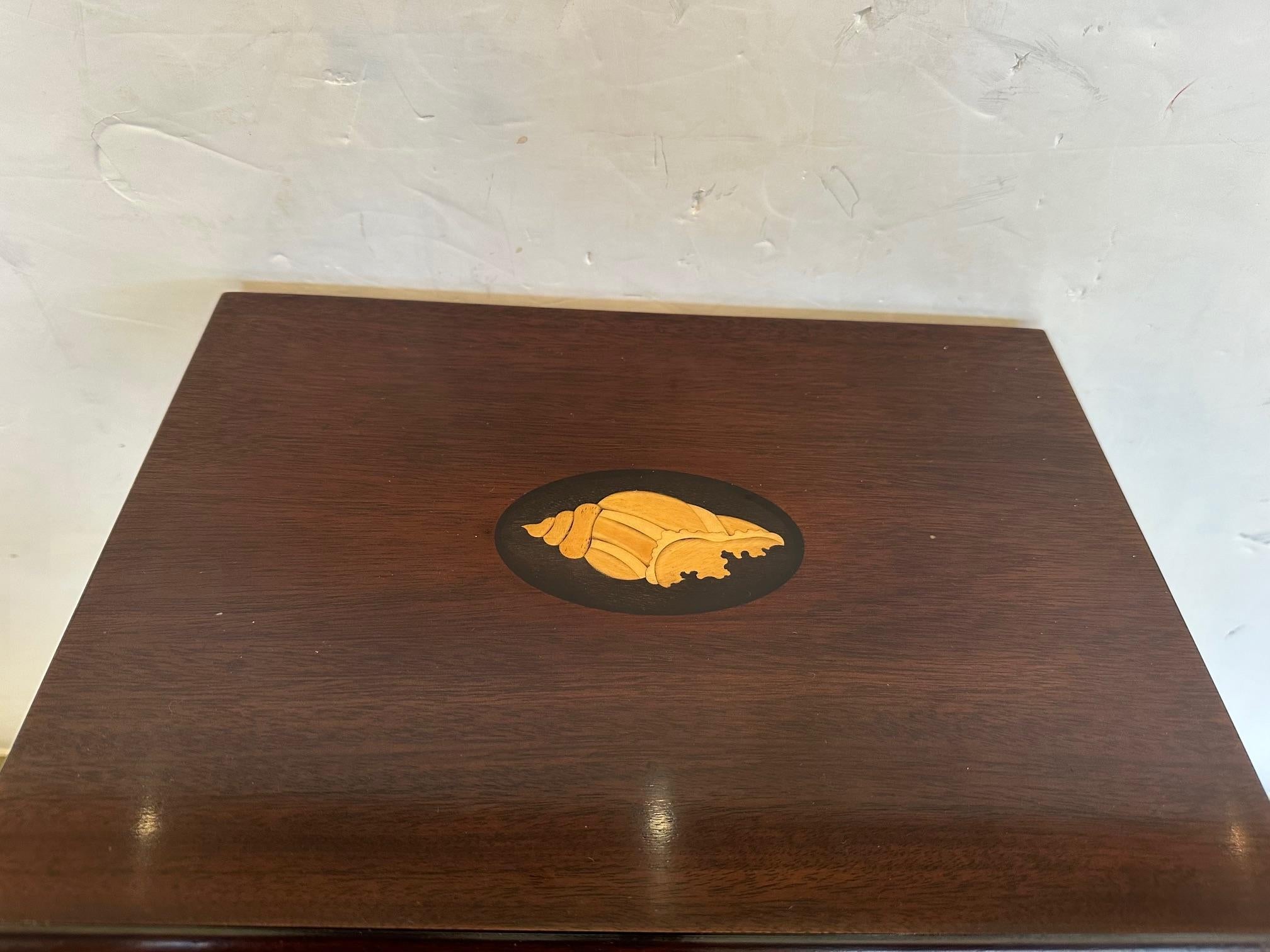 Handsome Mahogany Inlaid Box on Stand End Table For Sale 2