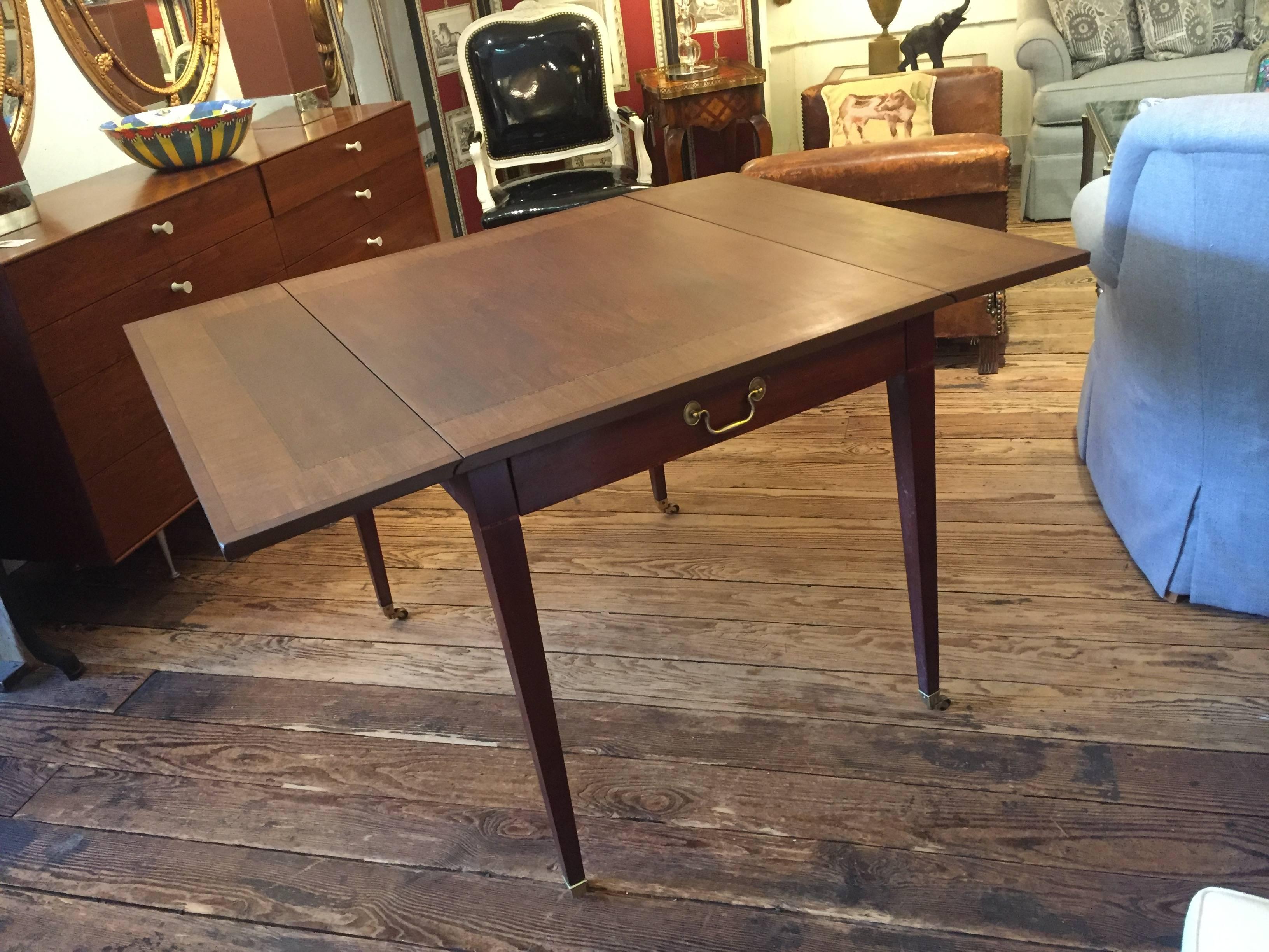 Handsome Mahogany Inlaid Drop-Leaf Table by Baker 5