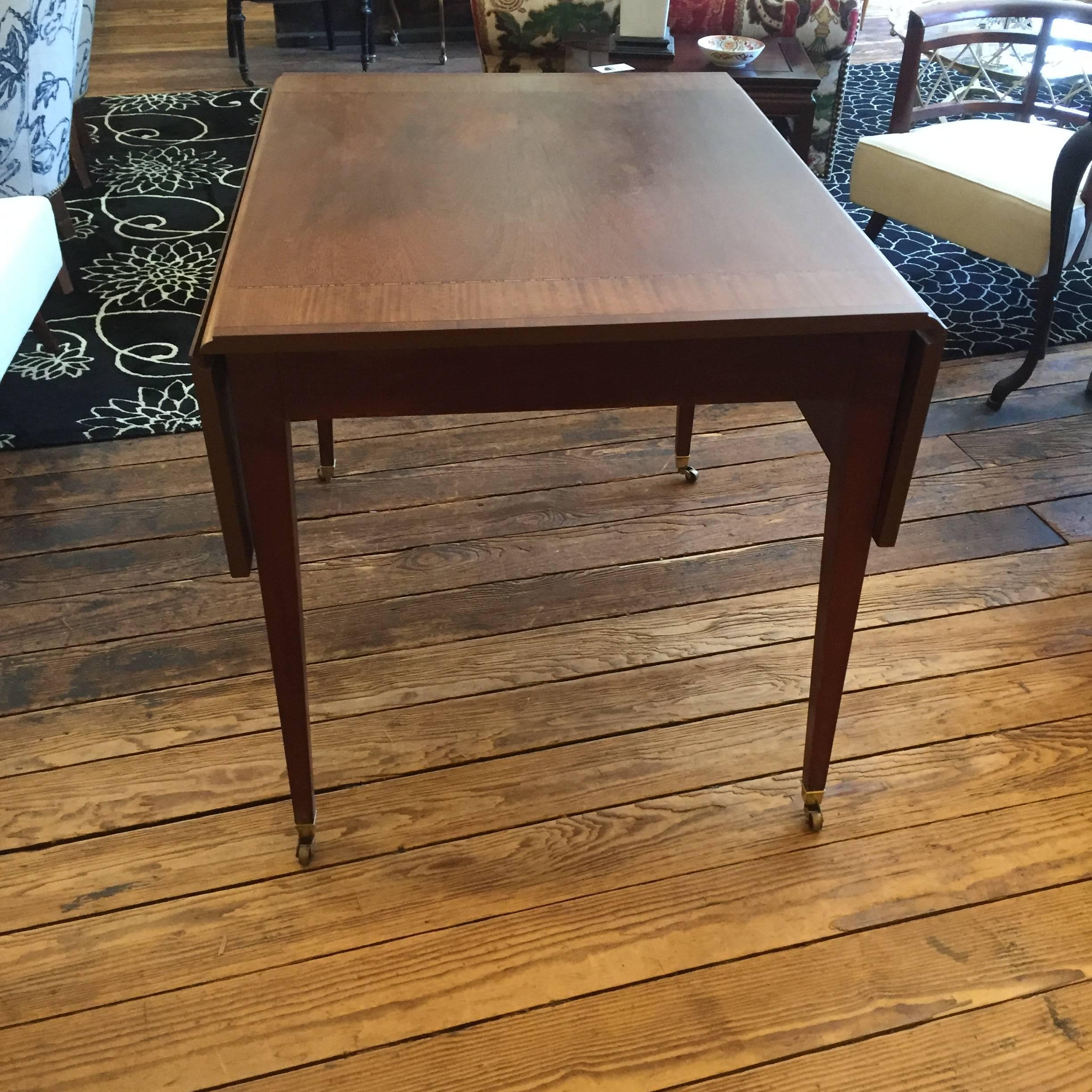 Handsome Mahogany Inlaid Drop-Leaf Table by Baker 6