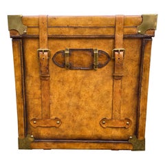 Handsome Maitland Smith Leather End Table That Looks Like a Trunk