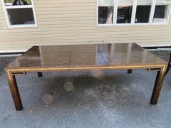 Handsome Mastercraft Amboyna Burl and Brass Parsons Leg Dining Table Midcentury