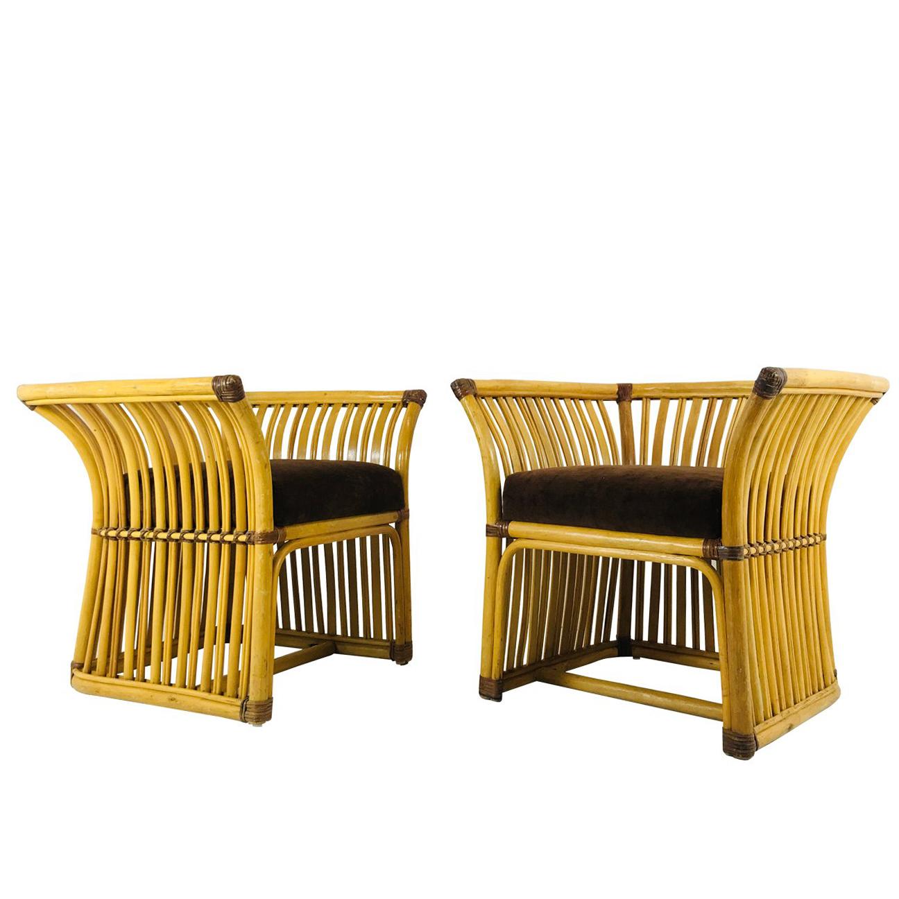 Pair Handsome Lounge Chairs by Ficks Reed
