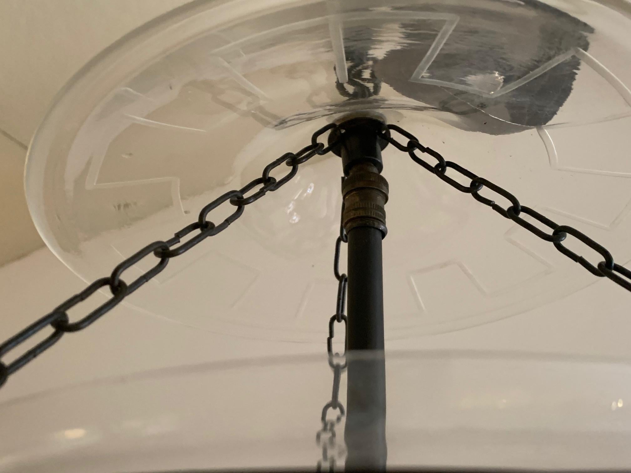 Handsome Medium Sized Lantern with Etched Greek Key Design 2
