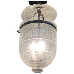 Handsome Medium Sized Lantern with Etched Greek Key Design