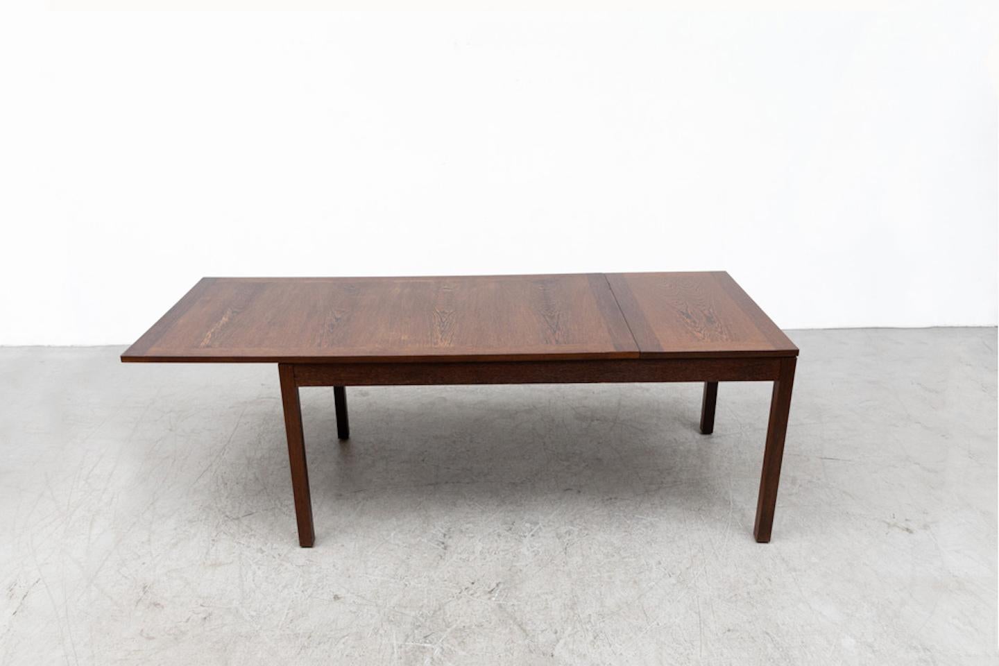 Handsome Mid-Century Fristho Wenge Extendable Dining Table with Leaf In Good Condition In Los Angeles, CA