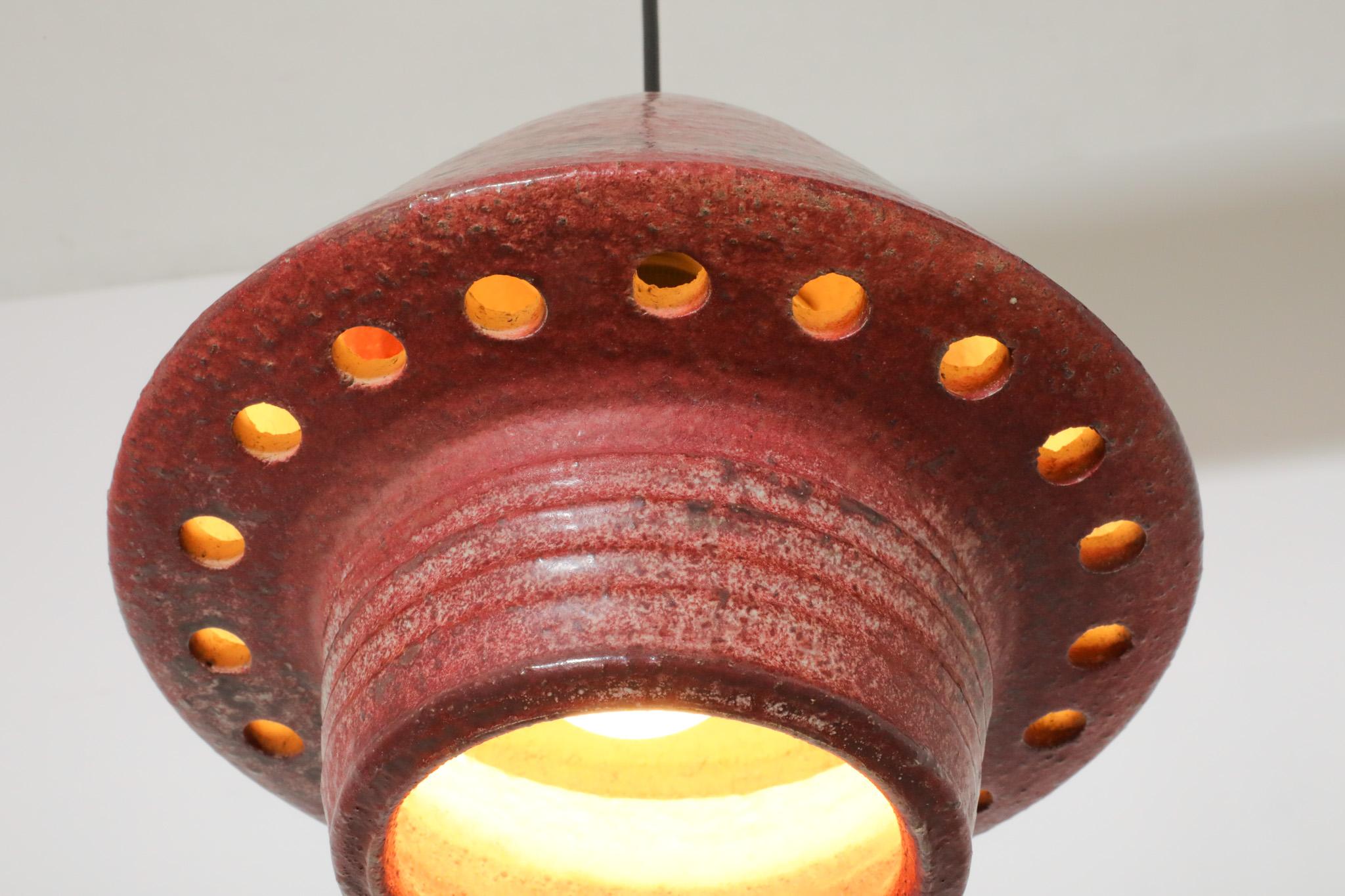 Handsome Mid-Century Mauve Glazed Mobach Ceramic Ceiling Light 3