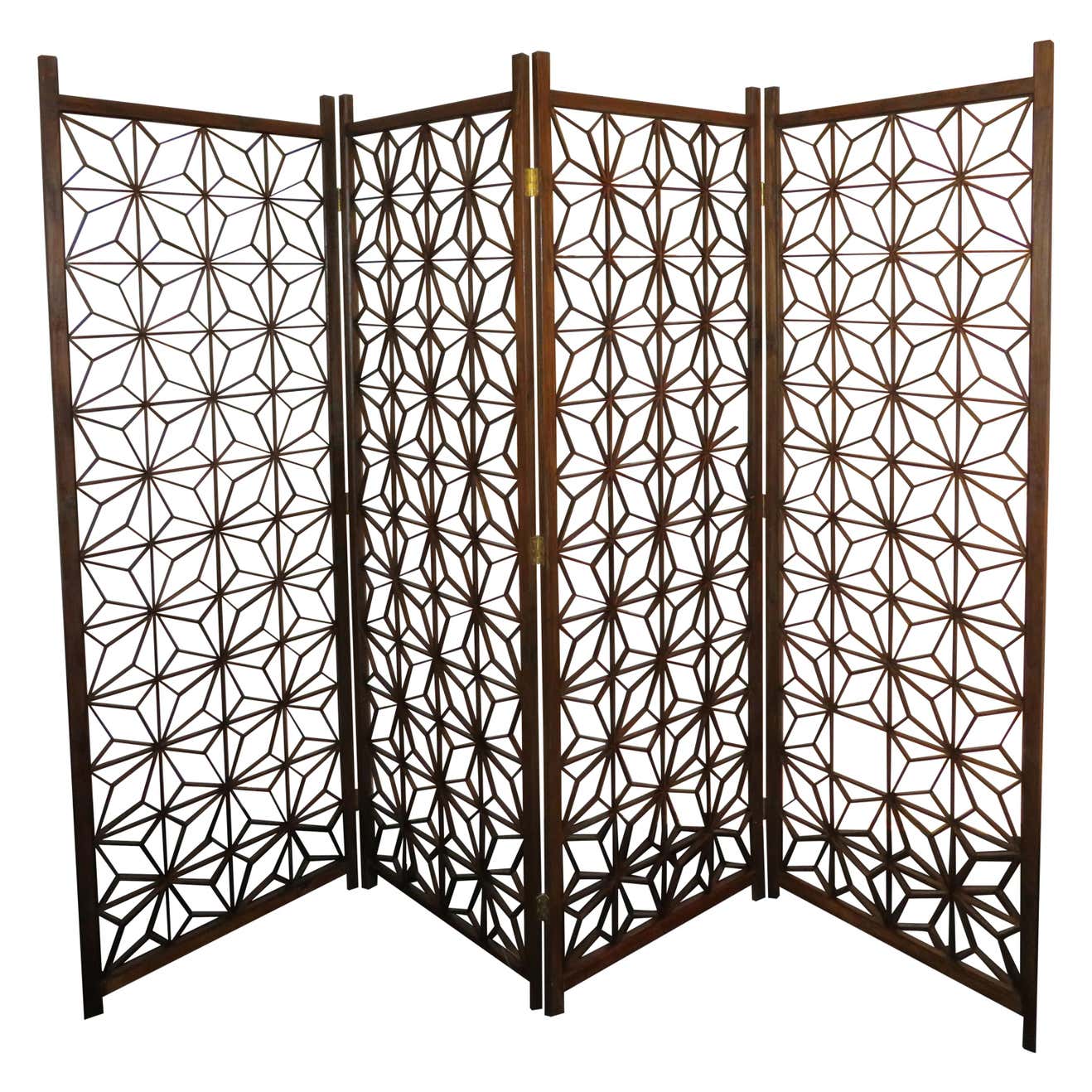 Handsome Mid-Century Modern 4 Panel Folding Screen Bohemian For Sale at ...