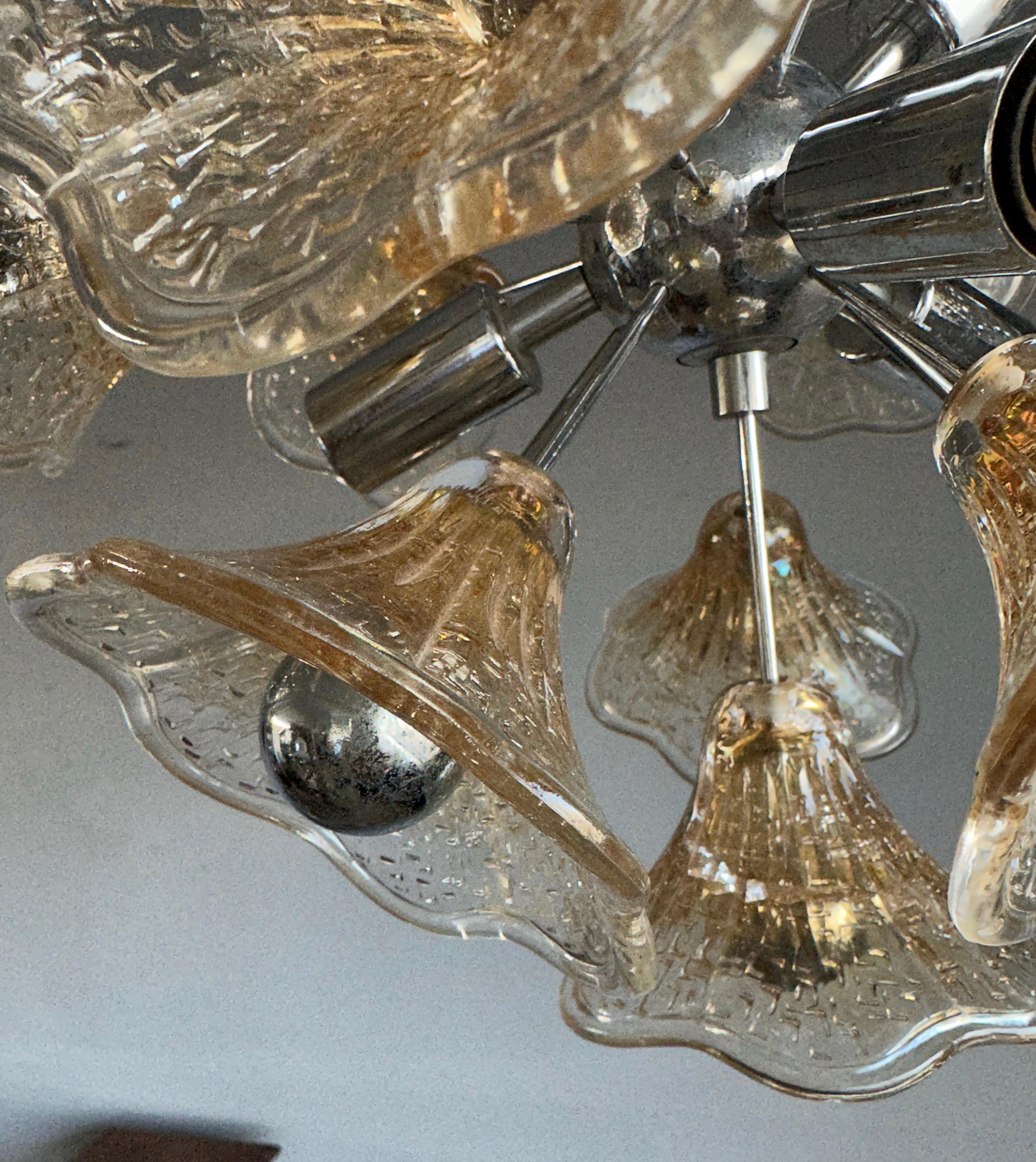 Belle lampe à suspension Spoutnik en verre de Murano avec fleurs, style mi-siècle moderne, par Venini en vente 3