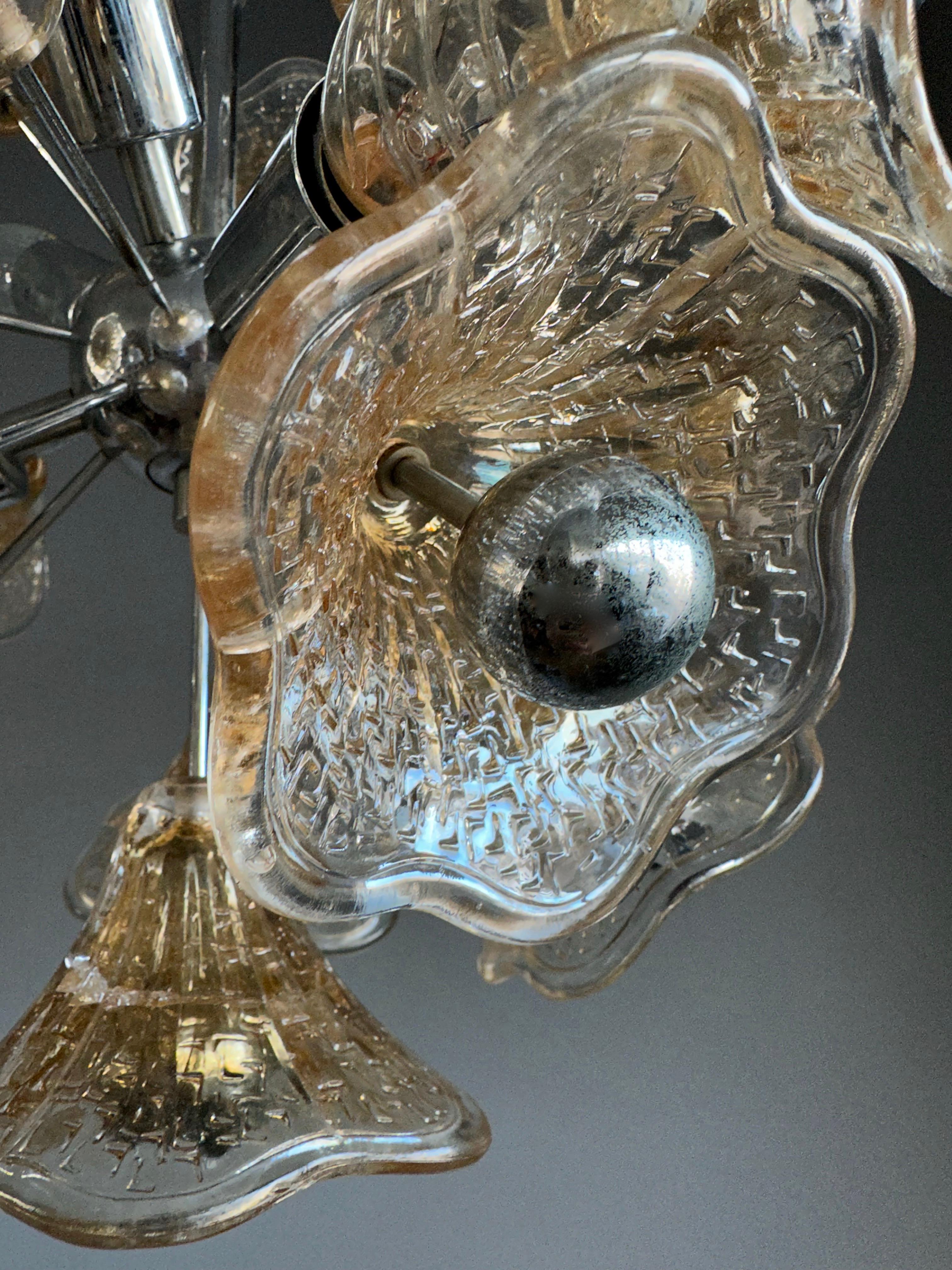 Handsome Mid-Century Modern Murano Glass Flowers Sputnik Pendant Light by Venini For Sale 13