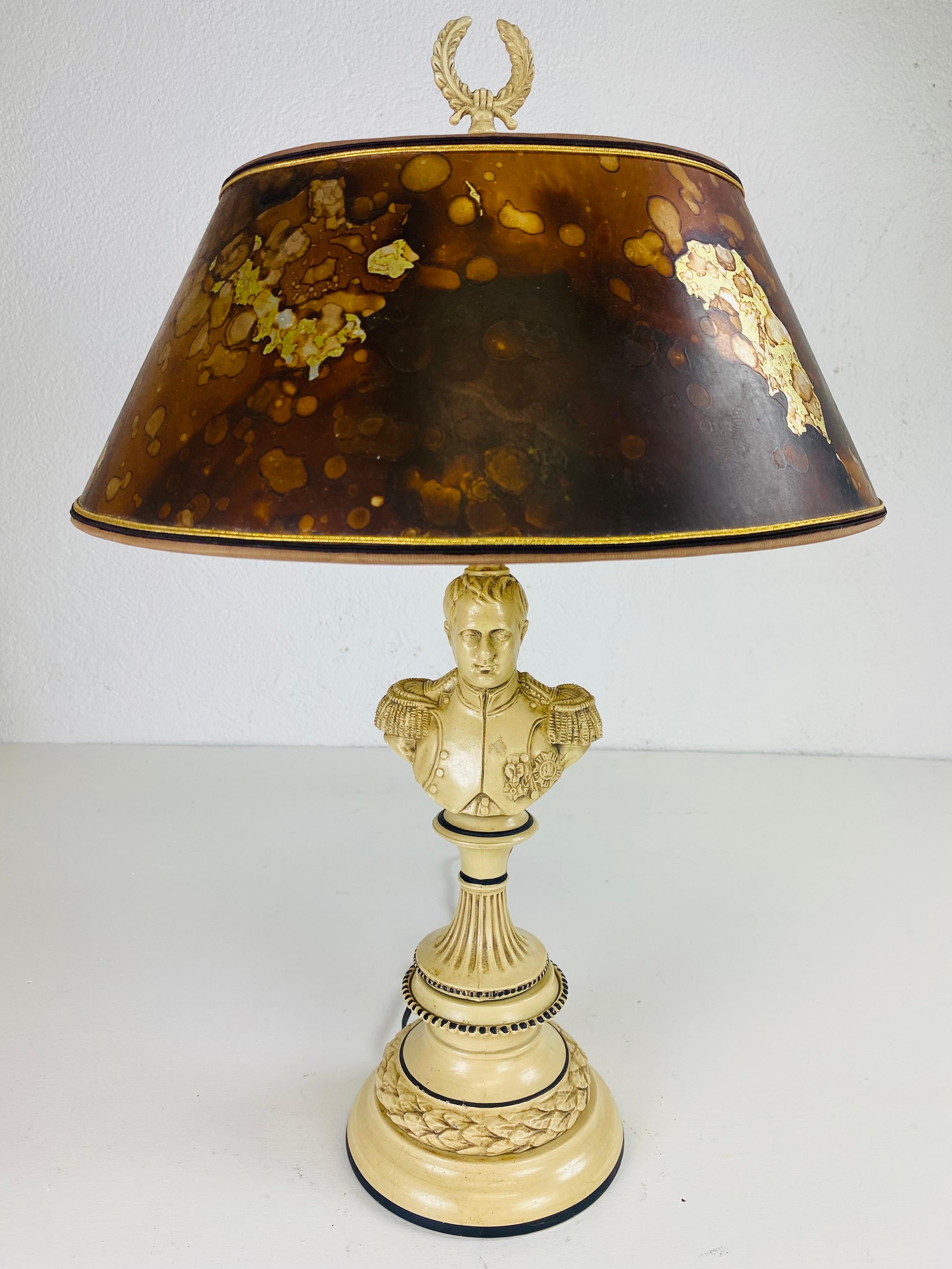 Cold-Painted Handsome mid century Napoleon Bonaparte table lamp