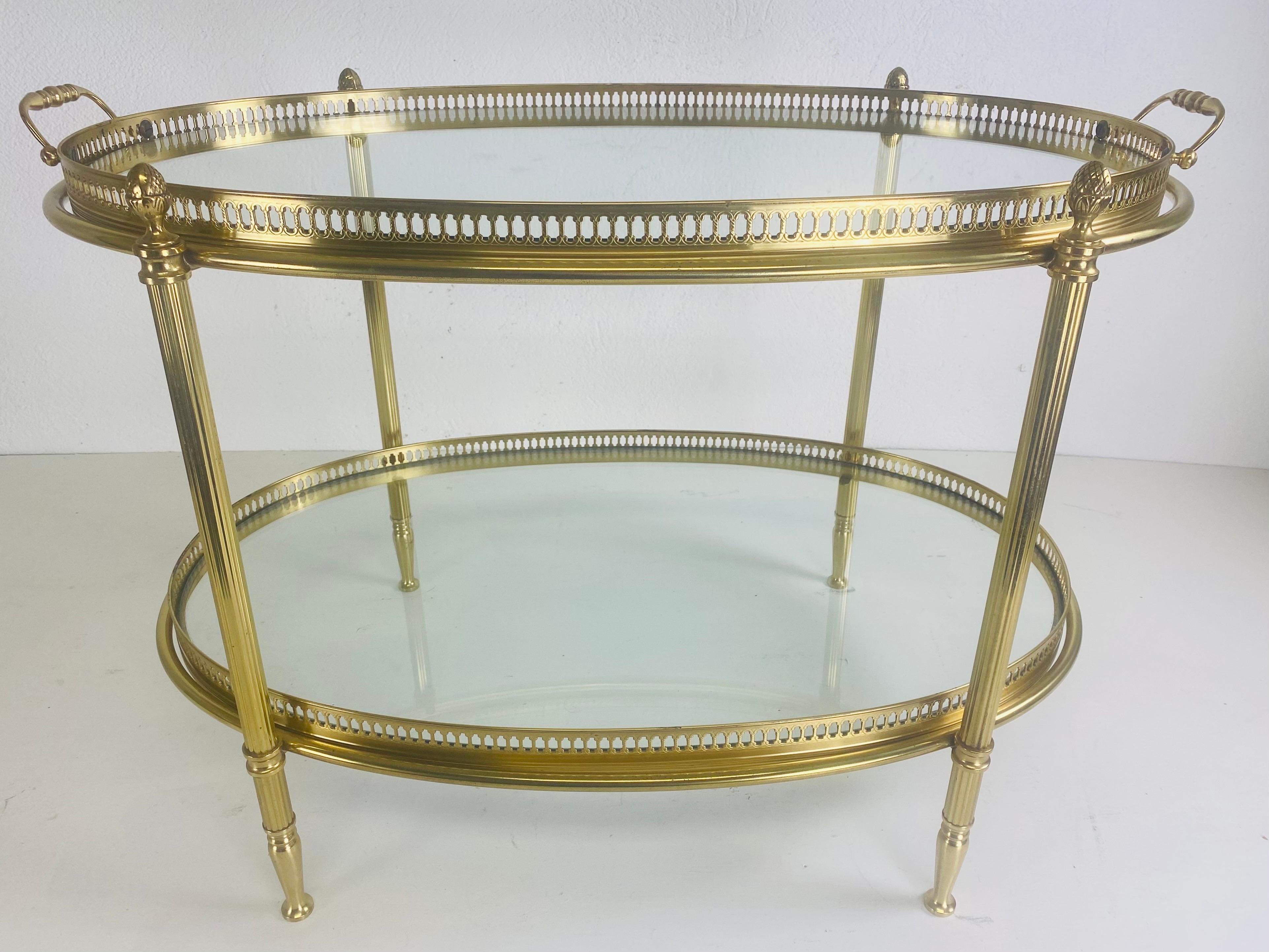 Handsome mid century solid brass Italian tray table after Maison Jansen For Sale 3