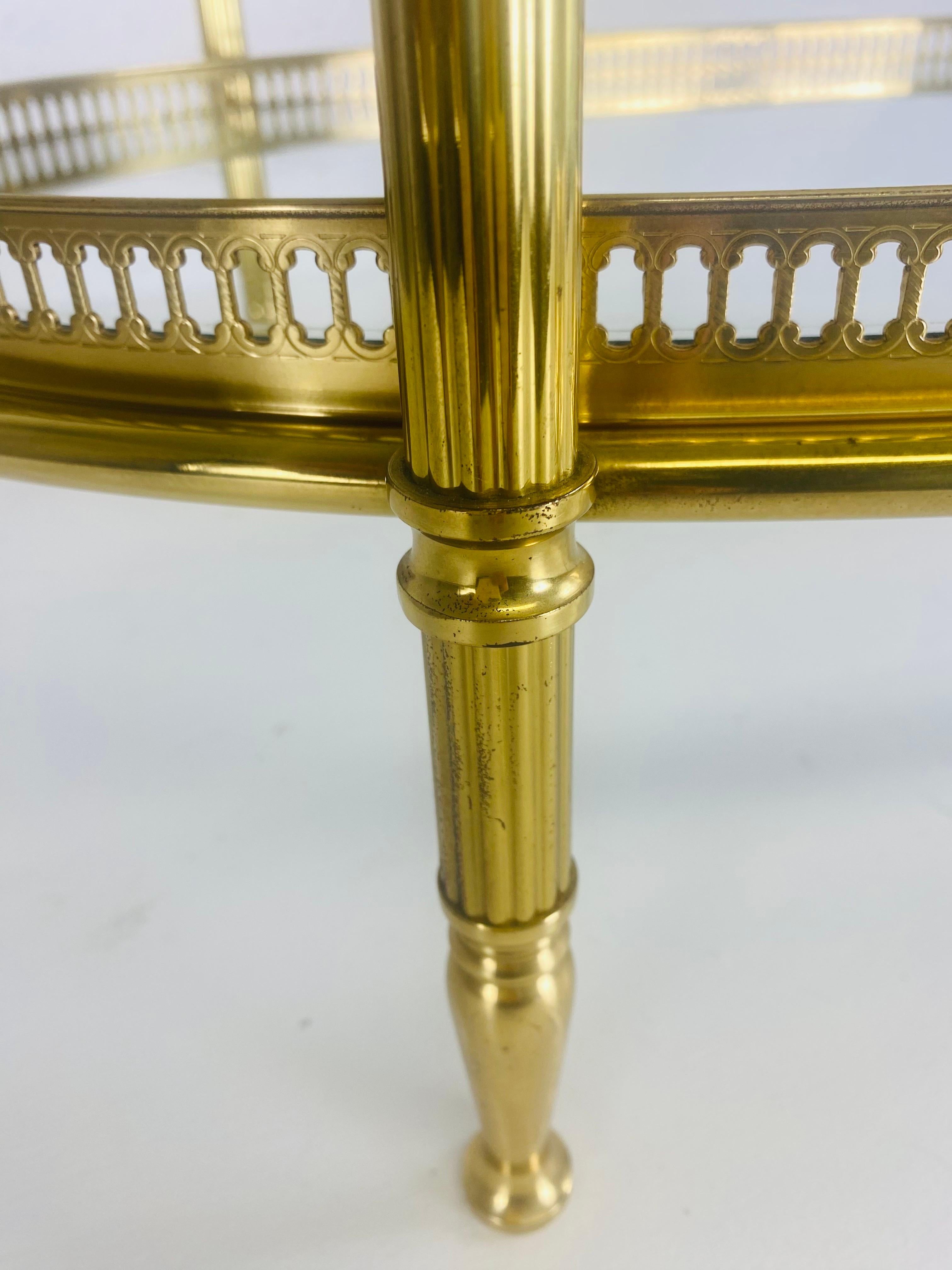 Polished Handsome mid century solid brass Italian tray table after Maison Jansen For Sale